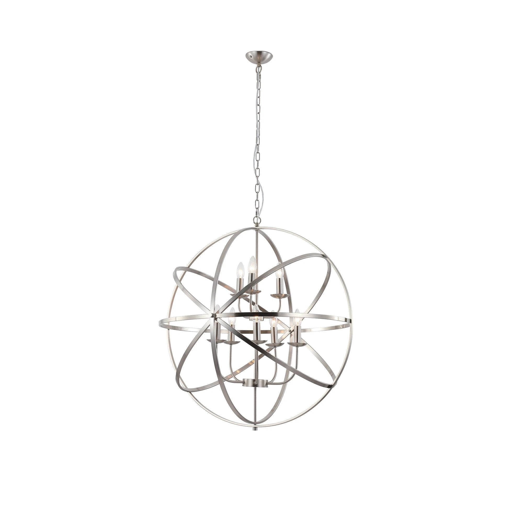 Hanglamp Orbit 8Lt Satin Silver Metal by Searchlight