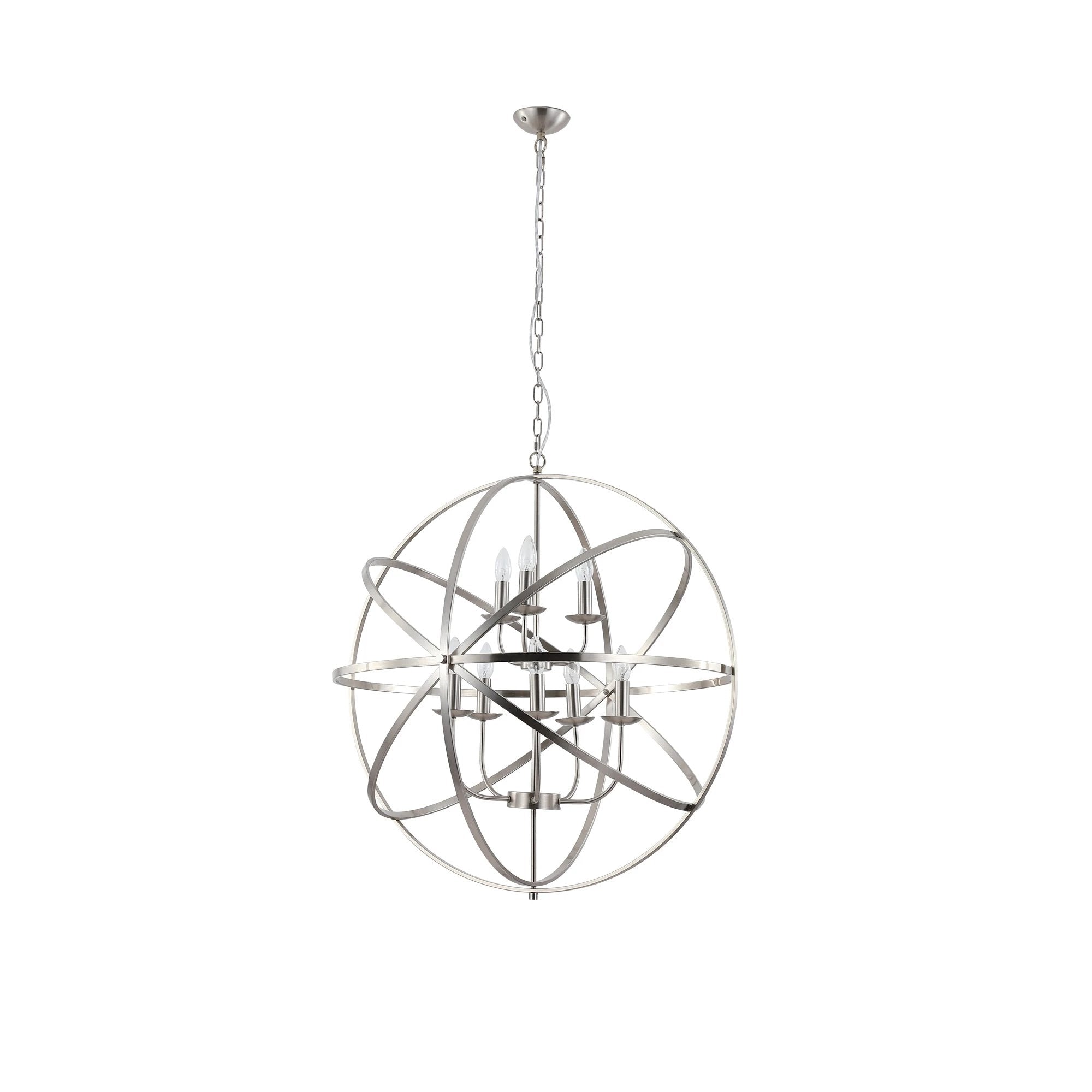 Hanglamp Orbit 8Lt Satin Silver Metal by Searchlight