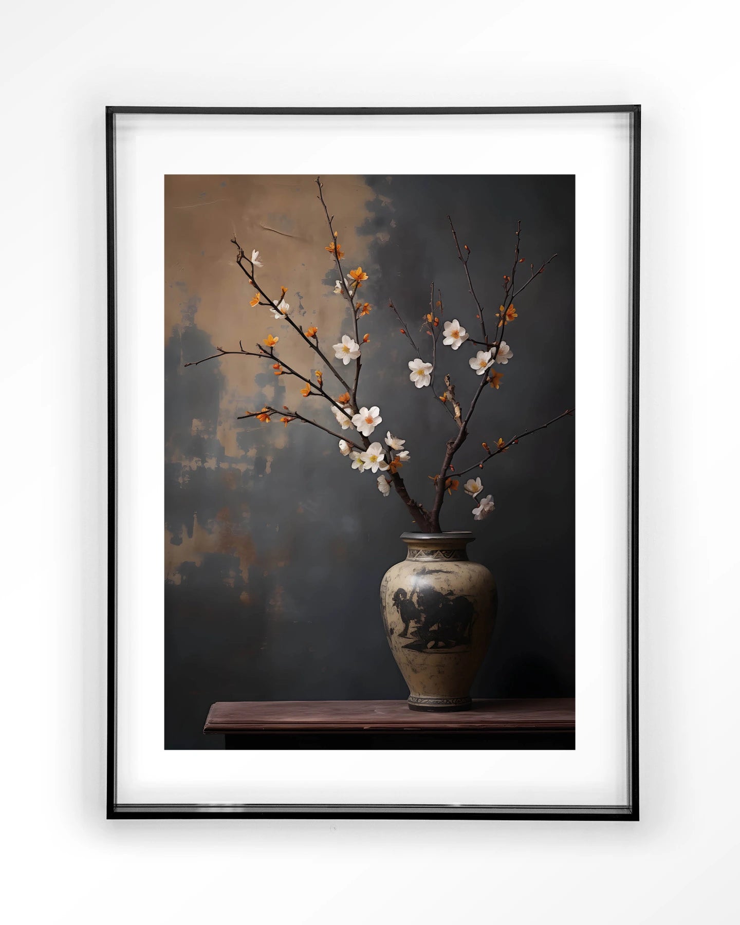Dark Blossom Vase - Moderne Wanddecoratie | Artprint, Glass Art & Wandkleed by Urban Cotton