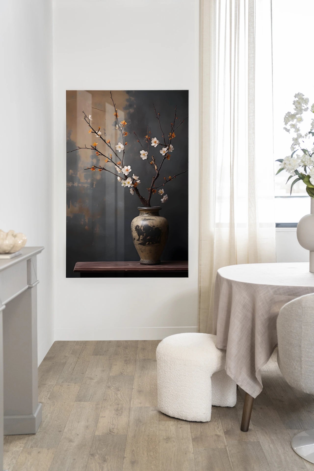 Dark Blossom Vase - Moderne Wanddecoratie | Artprint, Glass Art & Wandkleed by Urban Cotton