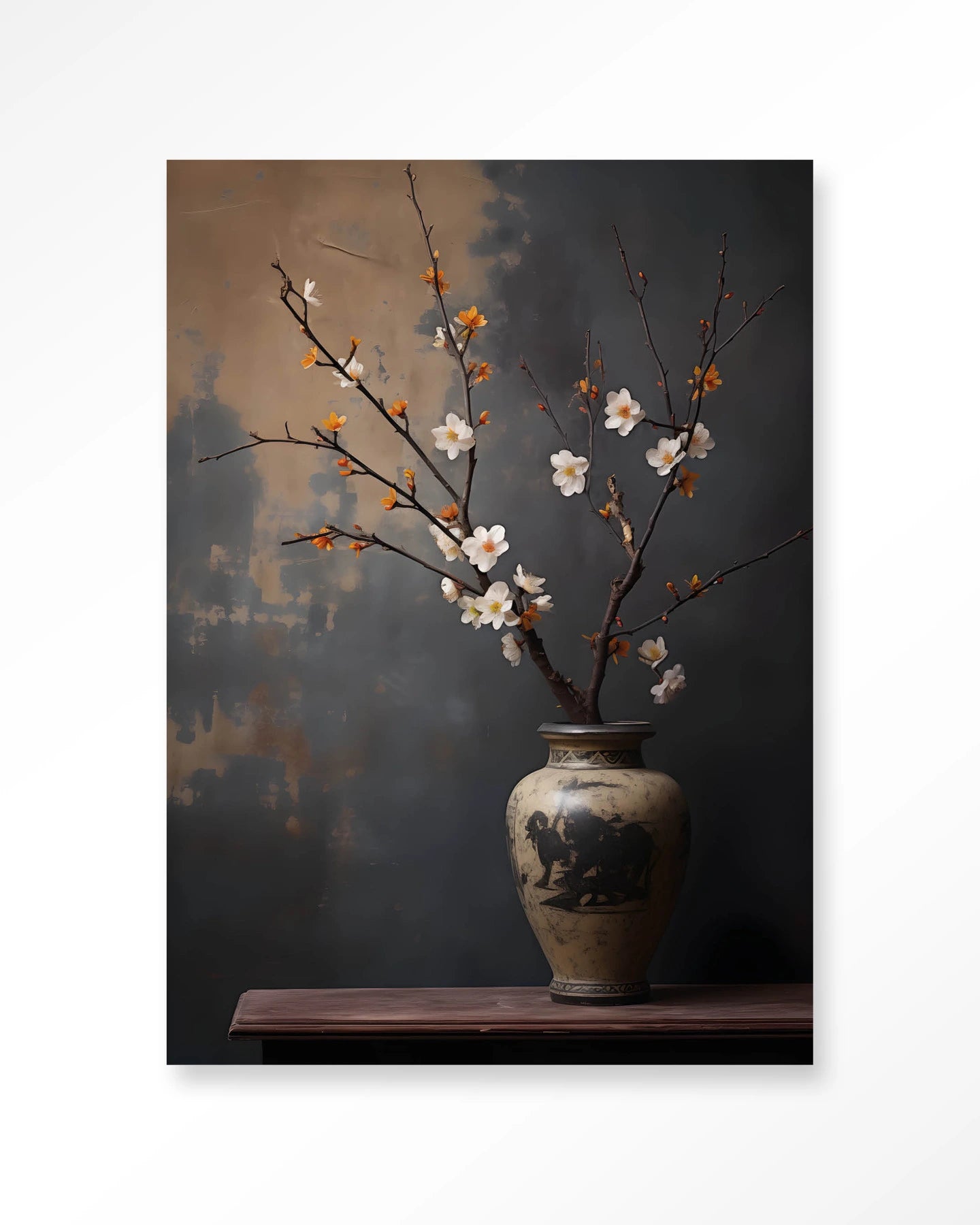 Dark Blossom Vase - Moderne Wanddecoratie | Artprint, Glass Art & Wandkleed by Urban Cotton