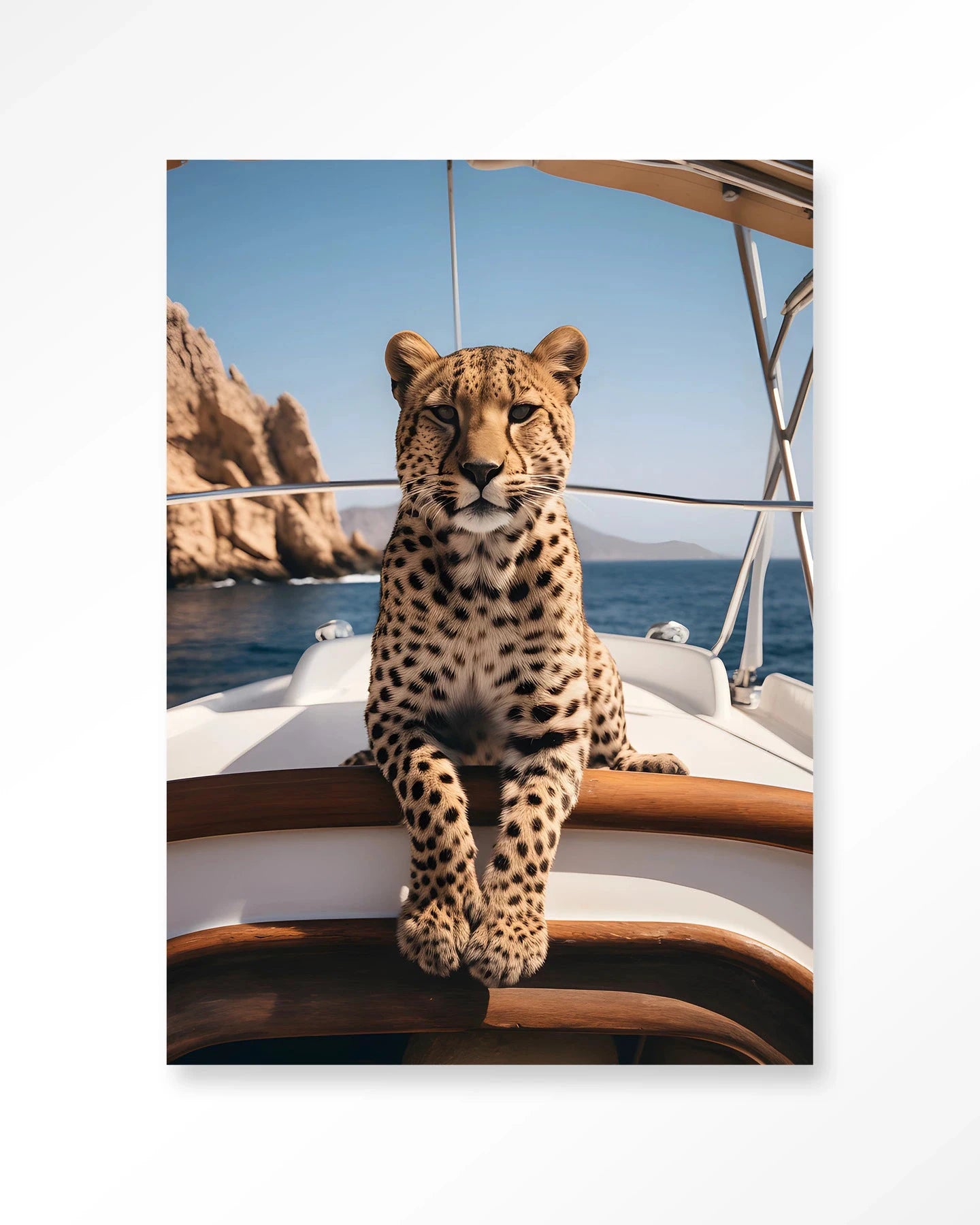 Sailboat Cheetah - Moderne Wanddecoratie | Artprint, Glass Art & Wandkleed by Urban Cotton