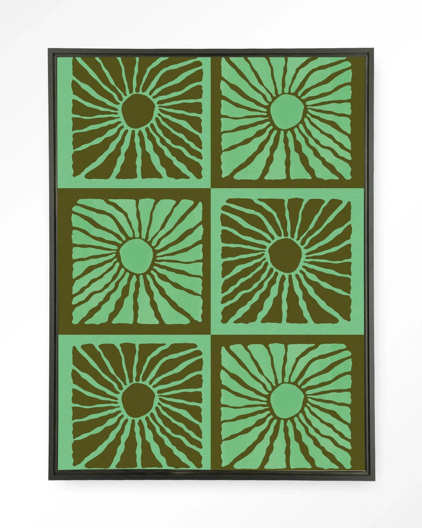 Suns In Green - Moderne Wanddecoratie | Artprint, Glass Art & Wandkleed by Urban Cotton