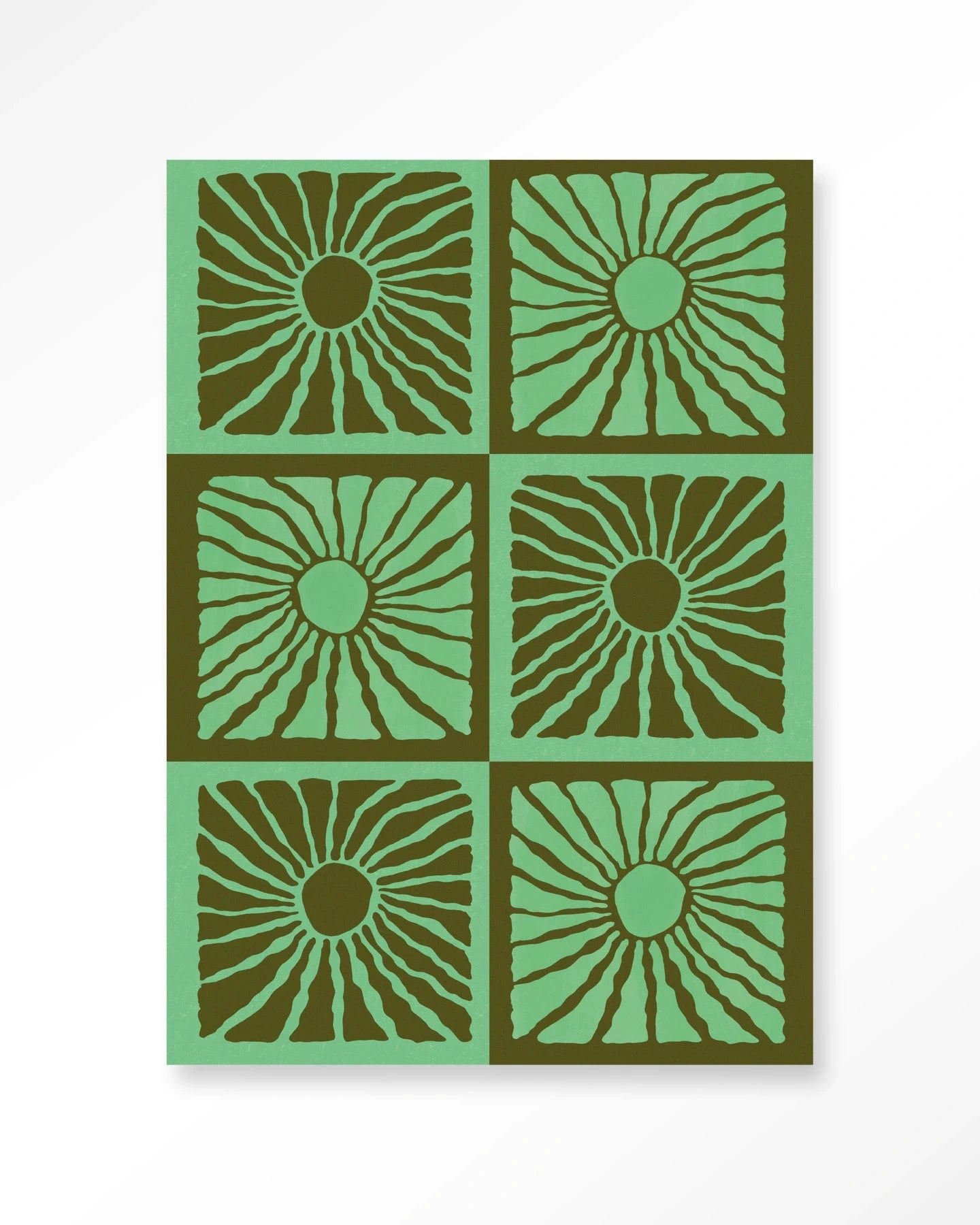 Suns In Green - Moderne Wanddecoratie | Artprint, Glass Art & Wandkleed by Urban Cotton