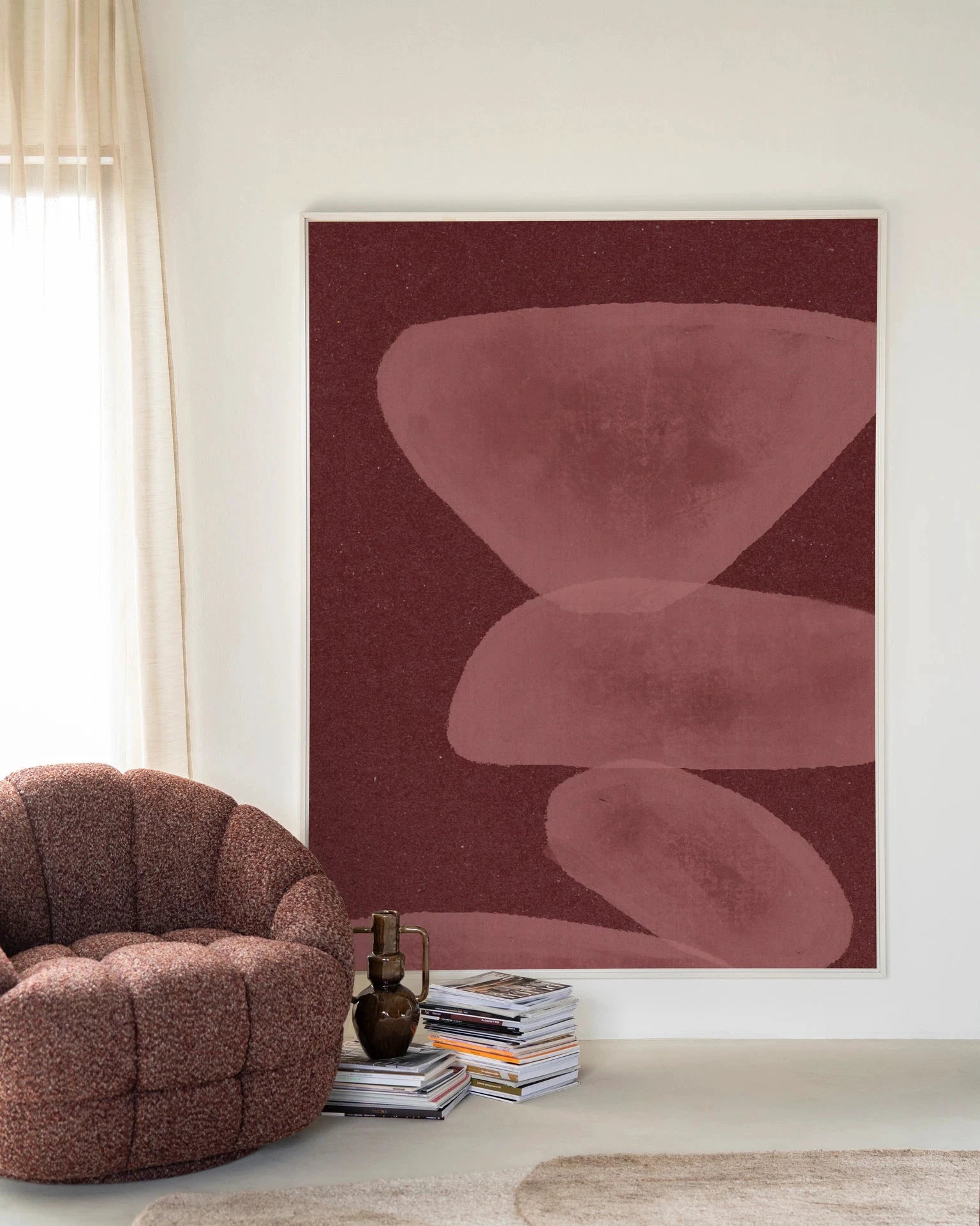Elementa Burgundy 1 - Moderne Wanddecoratie | Artprint, Glass Art, Wandkleed by Urban Cotton