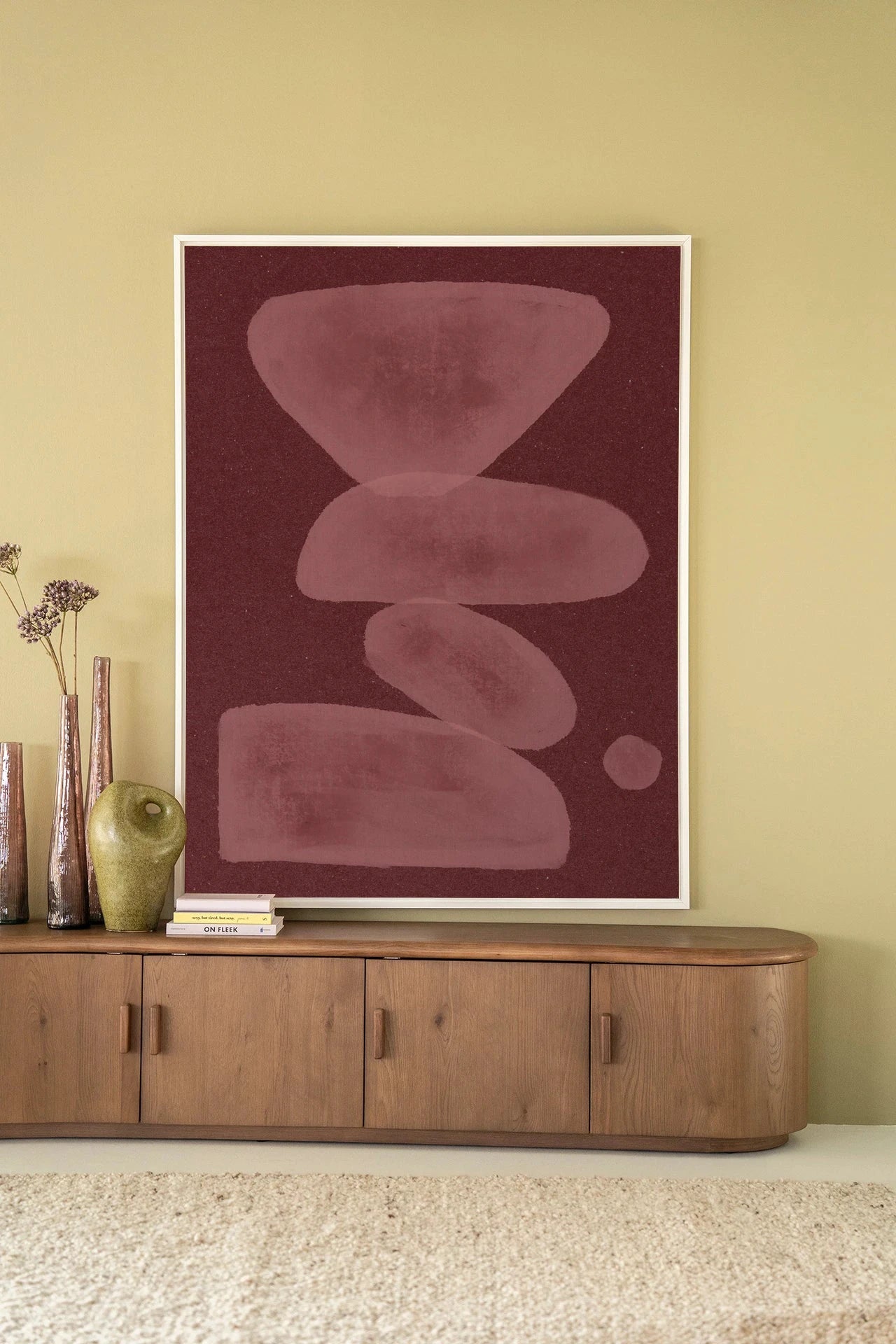 Elementa Burgundy 1 - Moderne Wanddecoratie | Artprint, Glass Art, Wandkleed by Urban Cotton