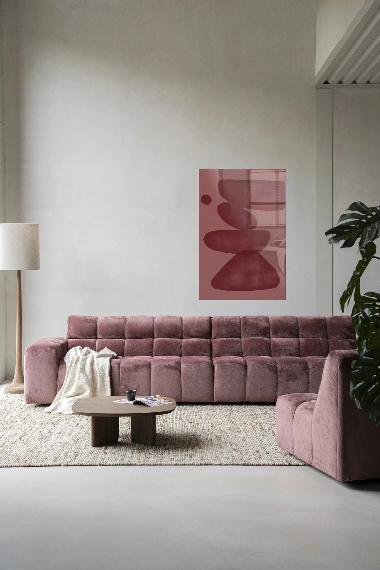 Elementa Burgundy 2 - Moderne Wanddecoratie | Artprint, Glass Art, Wandkleed by Urban Cotton