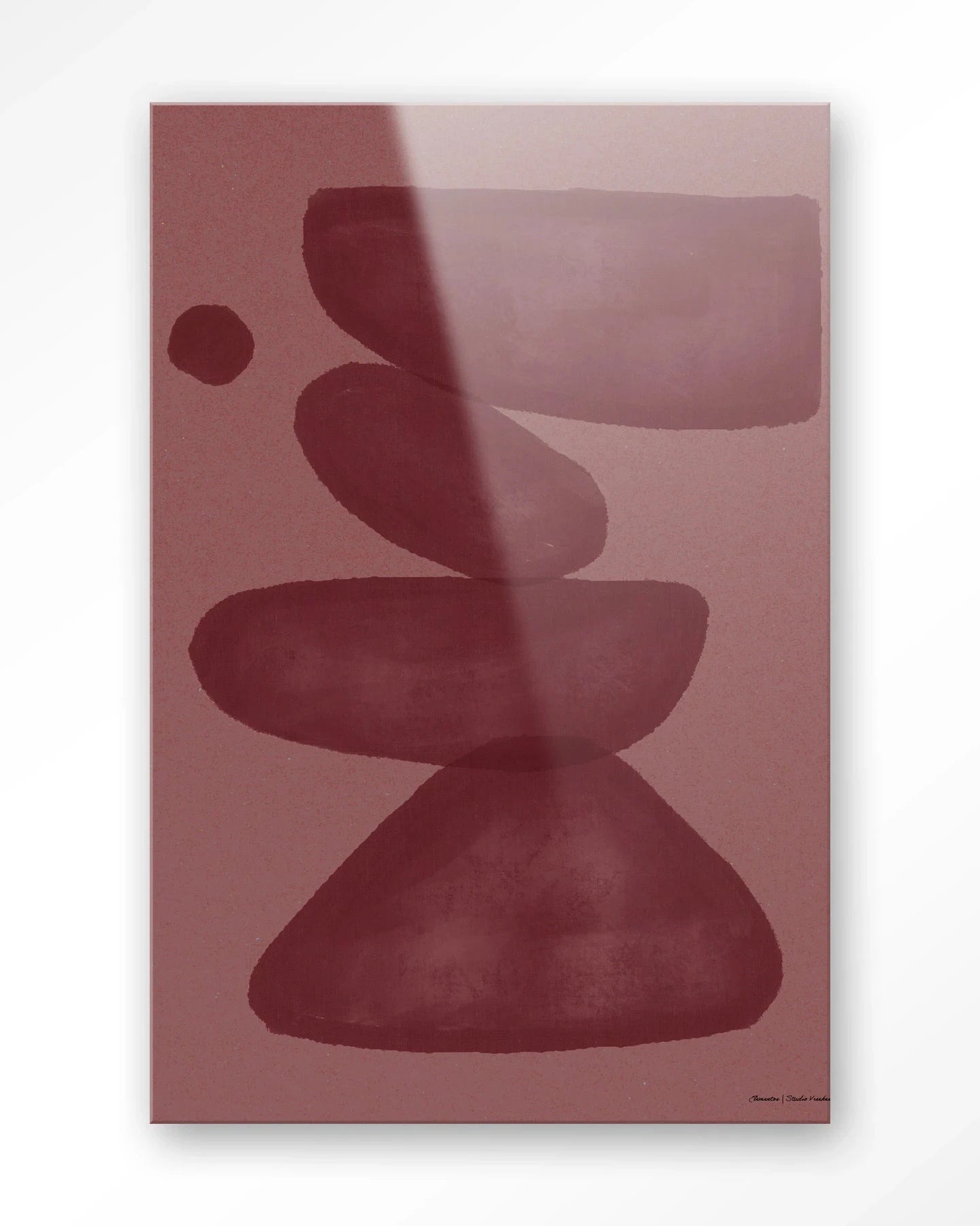 Elementa Burgundy 2 - Moderne Wanddecoratie | Artprint, Glass Art, Wandkleed by Urban Cotton