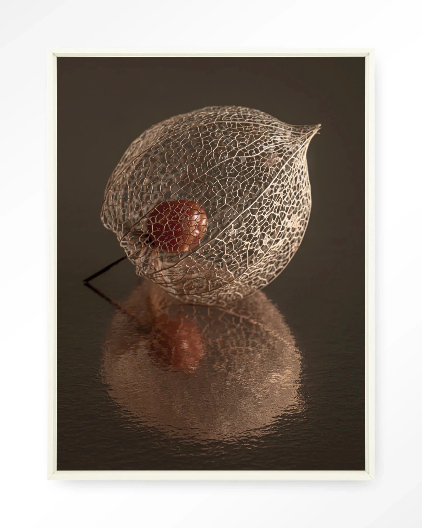 De Reflectie Van Vergankelijkheid In Bruintinten - Moderne Wanddecoratie | Artprint, Glass Art, Wandkleed by Urban Cotton