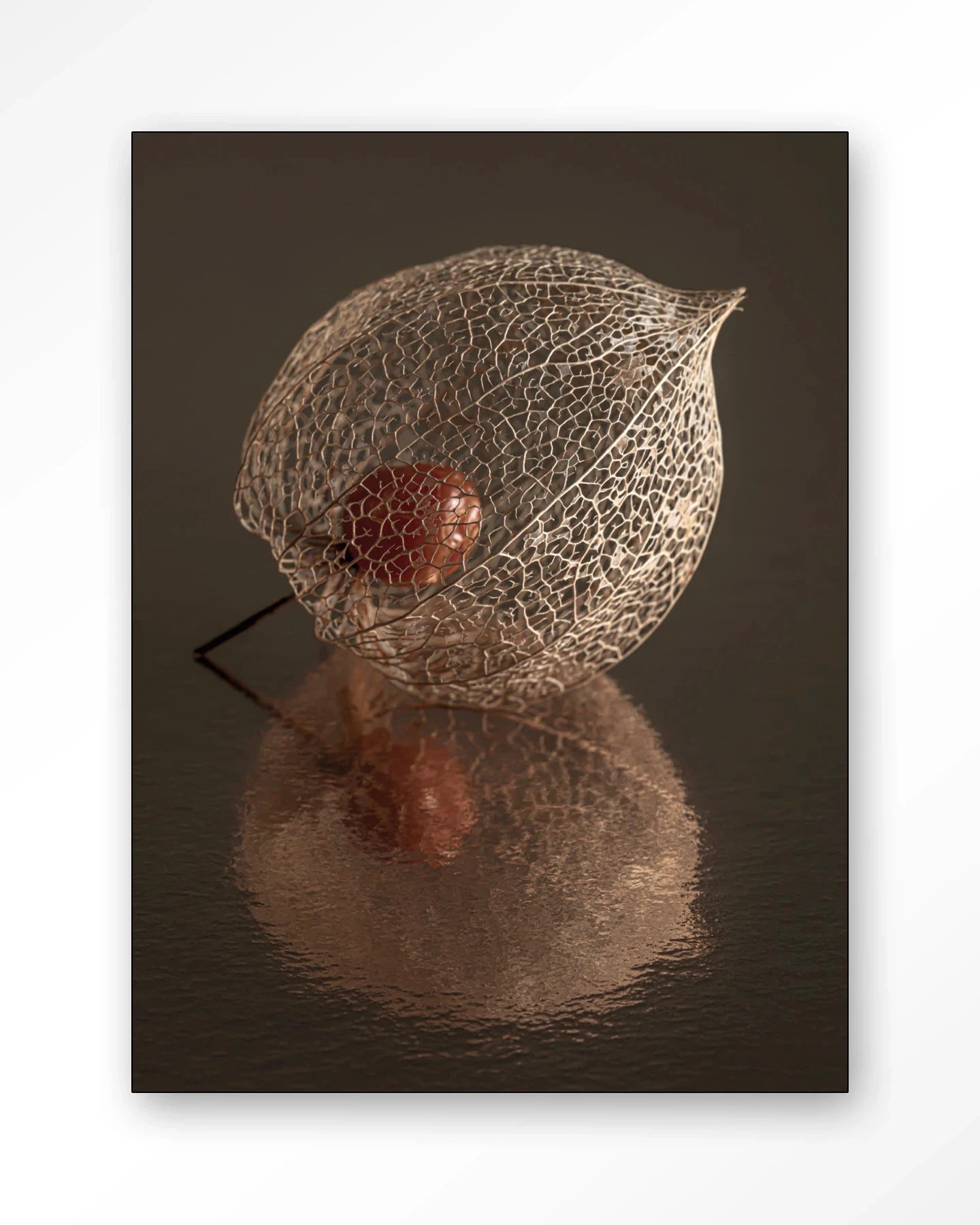 De Reflectie Van Vergankelijkheid In Bruintinten - Moderne Wanddecoratie | Artprint, Glass Art, Wandkleed by Urban Cotton