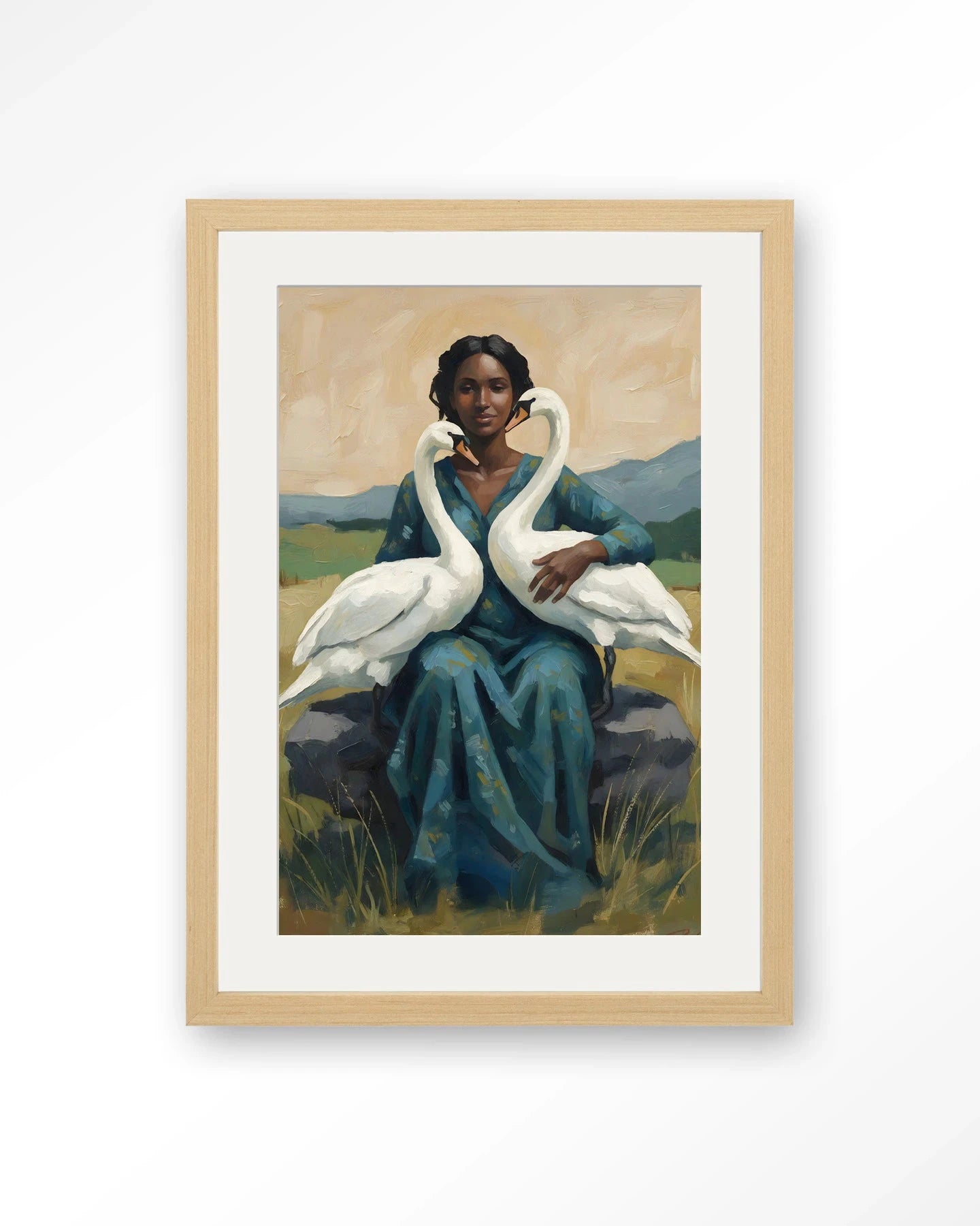 Swan Mother - Moderne Wanddecoratie | Artprint, Glass Art, Wandkleed by Urban Cotton
