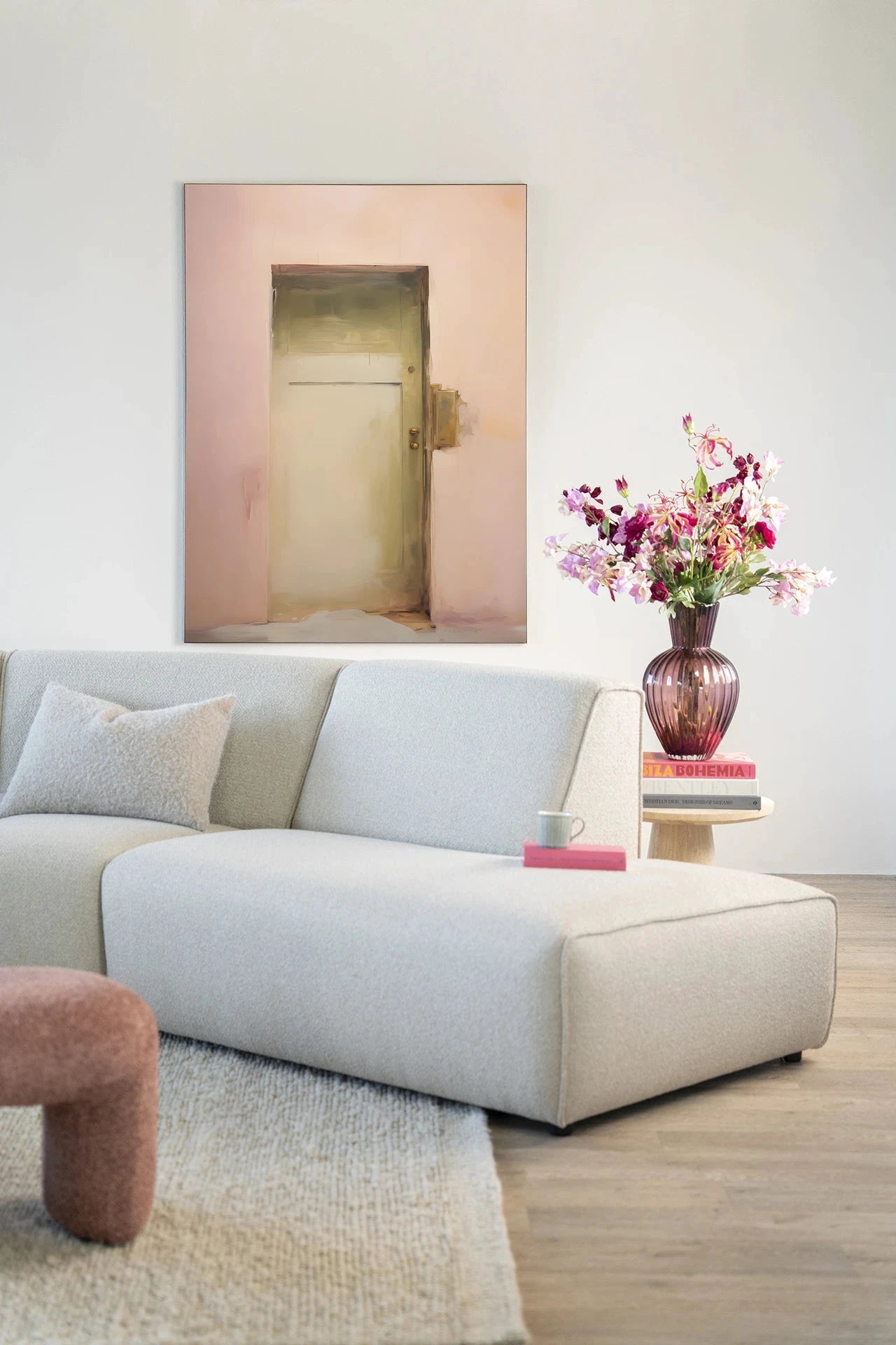 Pink Door - Moderne Wanddecoratie | Artprint, Glass Art, Wandkleed by Urban Cotton