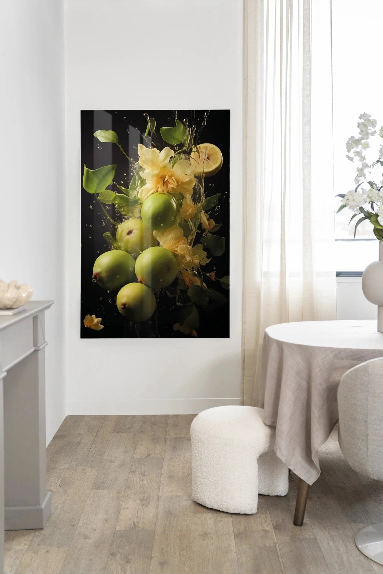 Green Fruit Explosion - Moderne Wanddecoratie | Artprint, Glass Art, Wandkleed by Urban Cotton