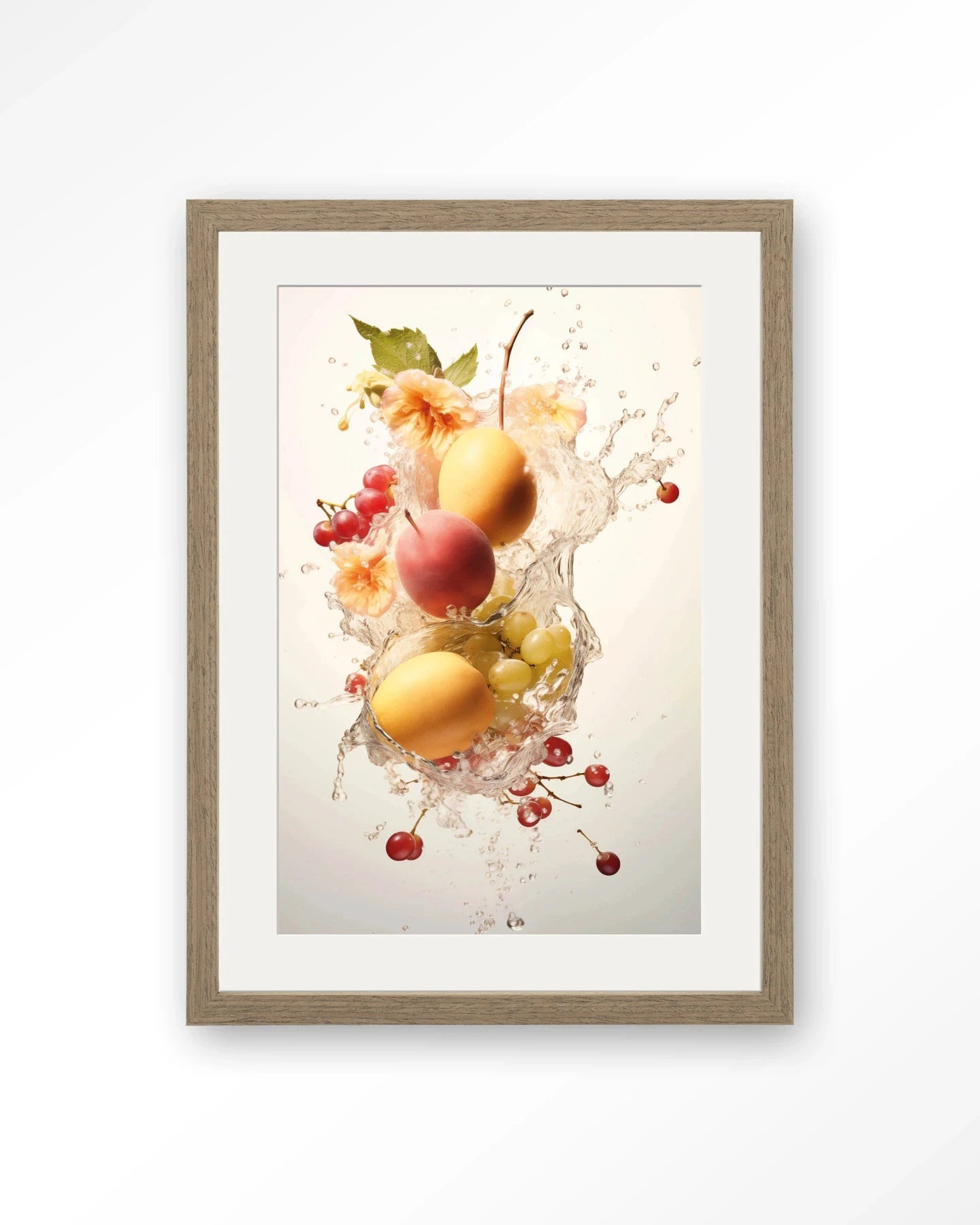 Peachy Fruit Explosion - Moderne Wanddecoratie | Artprint, Glass Art, Wandkleed by Urban Cotton