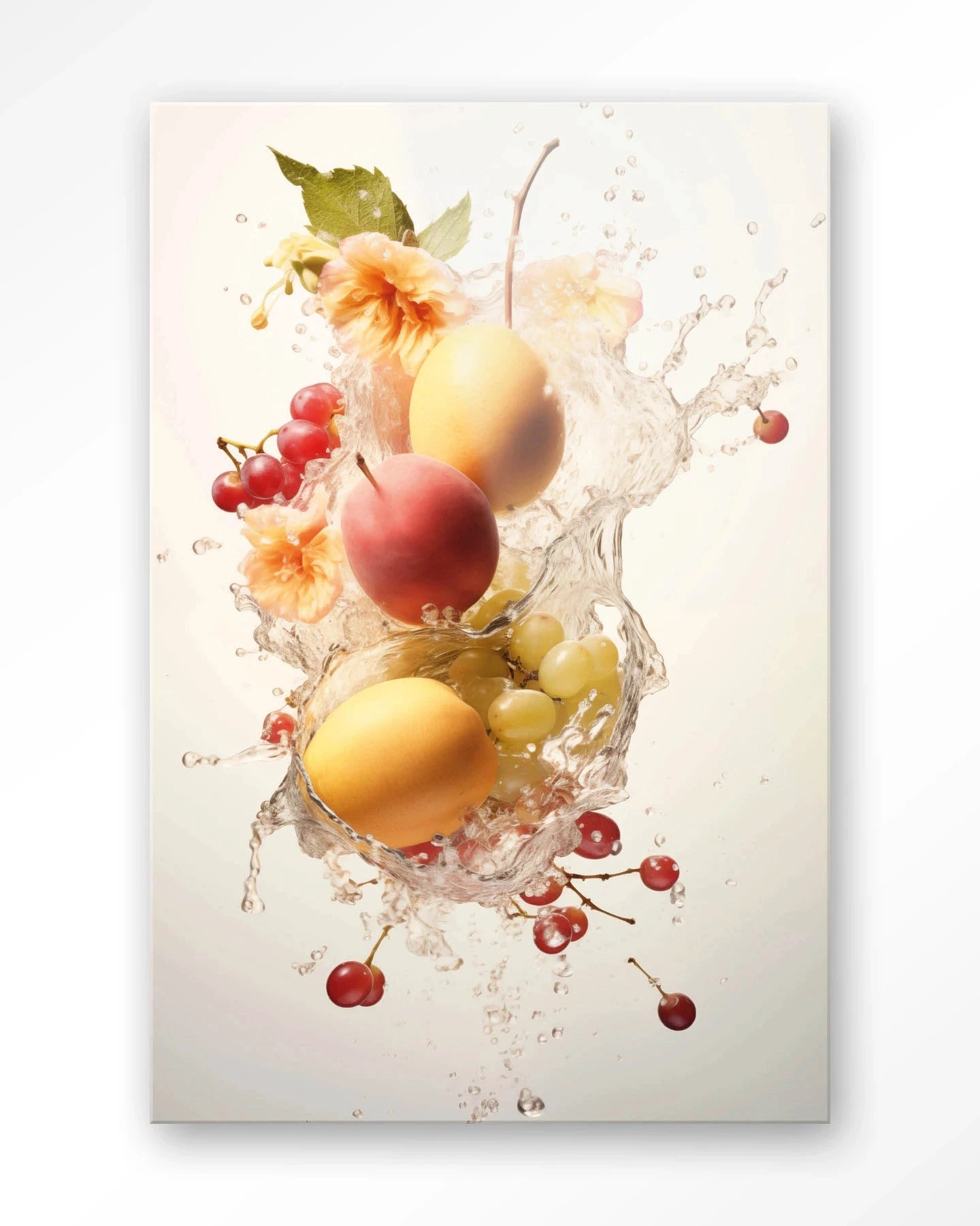 Peachy Fruit Explosion - Moderne Wanddecoratie | Artprint, Glass Art, Wandkleed by Urban Cotton