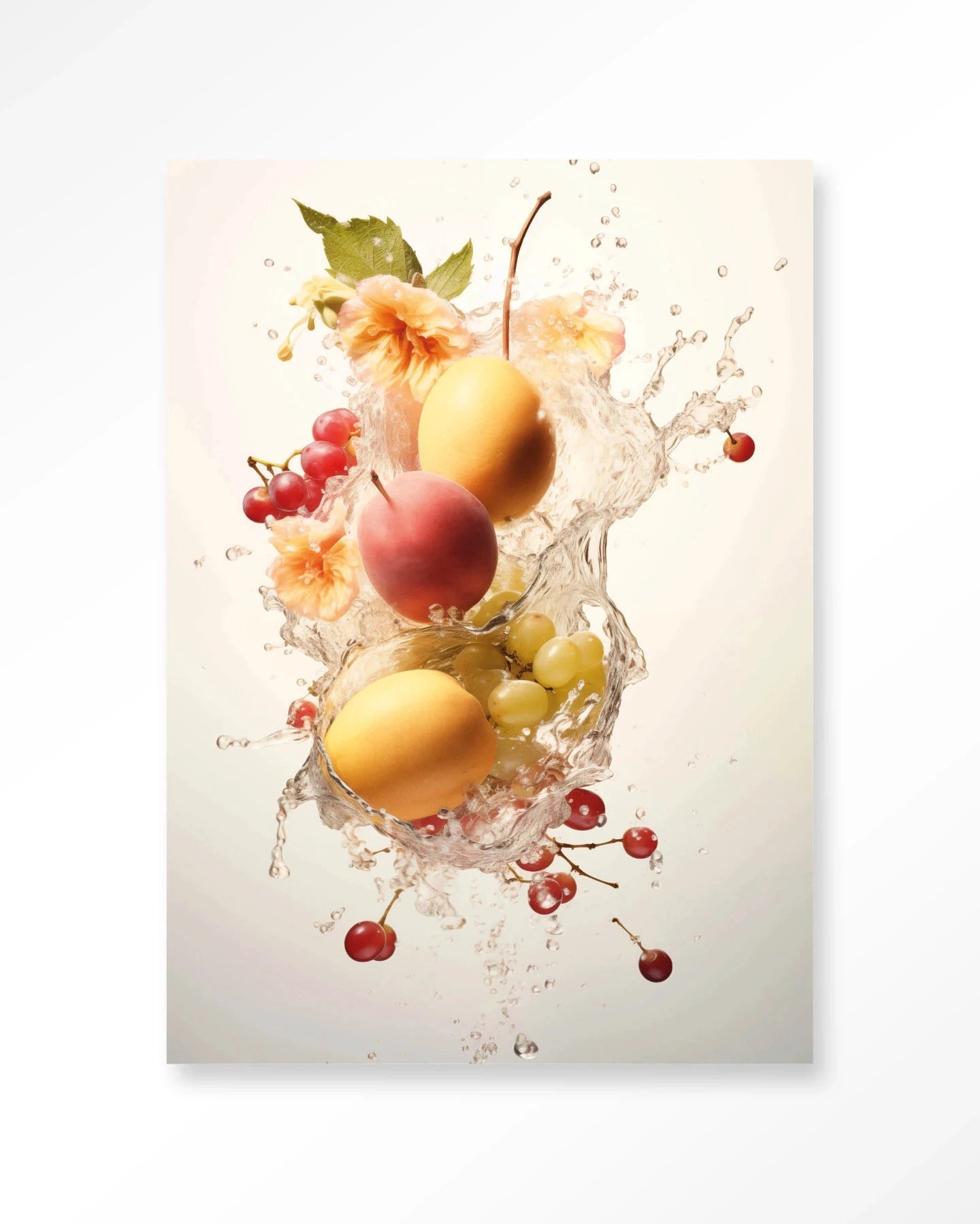Peachy Fruit Explosion - Moderne Wanddecoratie | Artprint, Glass Art, Wandkleed by Urban Cotton