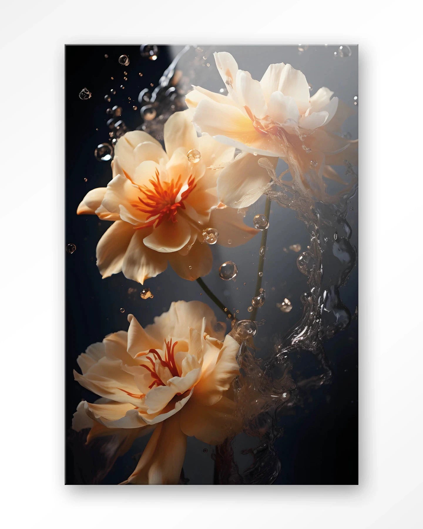 Waterflower Dark - Moderne Wanddecoratie | Artprint, Glass Art, Wandkleed by Urban Cotton