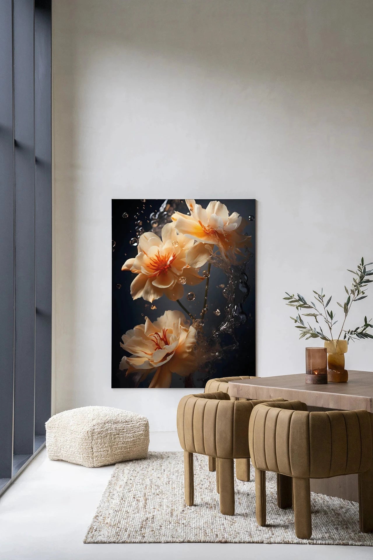 Waterflower Dark - Moderne Wanddecoratie | Artprint, Glass Art, Wandkleed by Urban Cotton