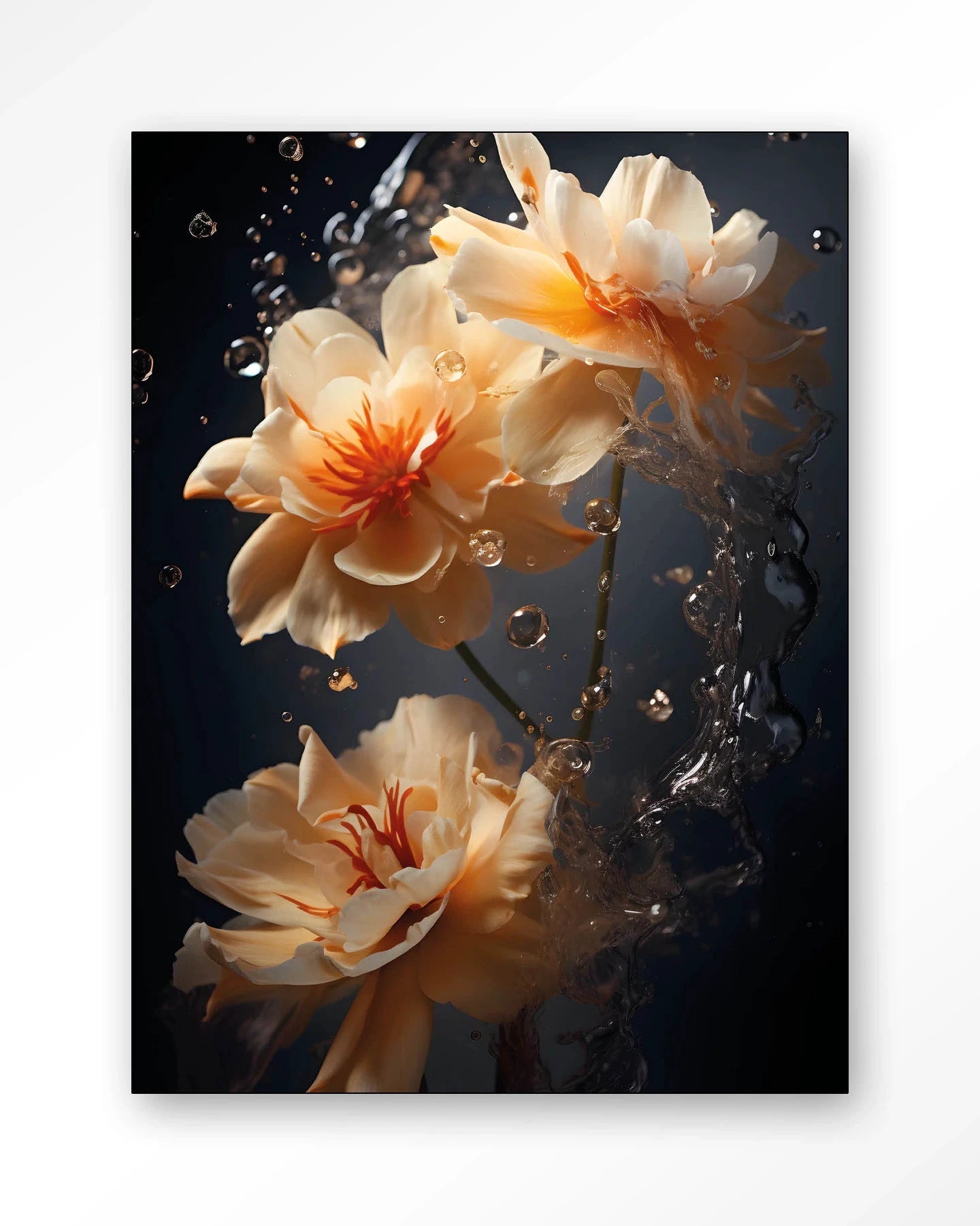 Waterflower Dark - Moderne Wanddecoratie | Artprint, Glass Art, Wandkleed by Urban Cotton