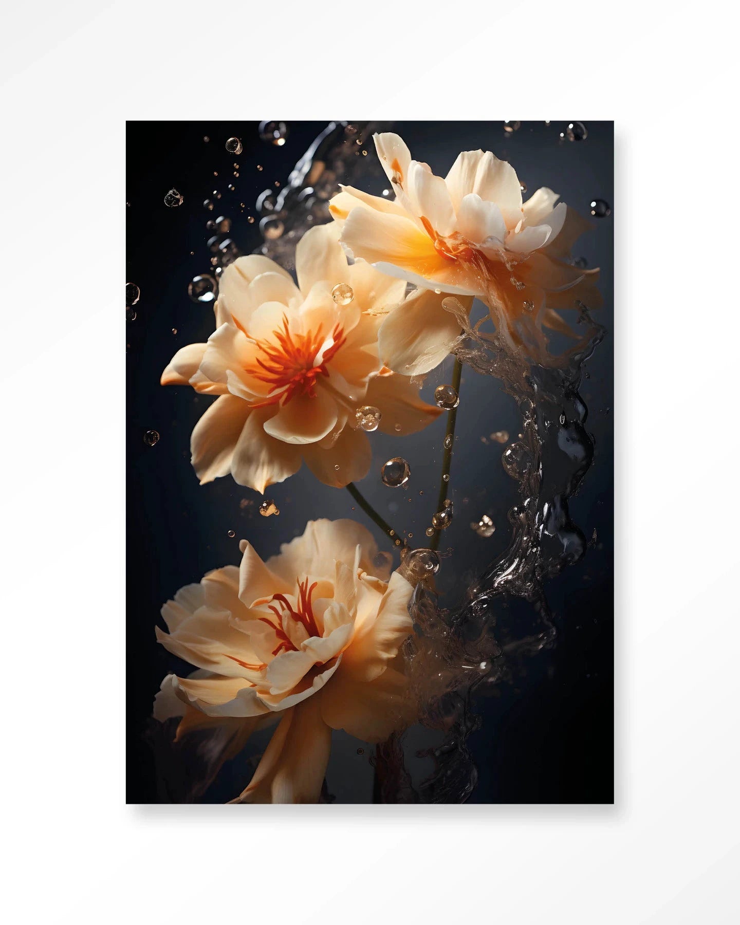 Waterflower Dark - Moderne Wanddecoratie | Artprint, Glass Art, Wandkleed by Urban Cotton