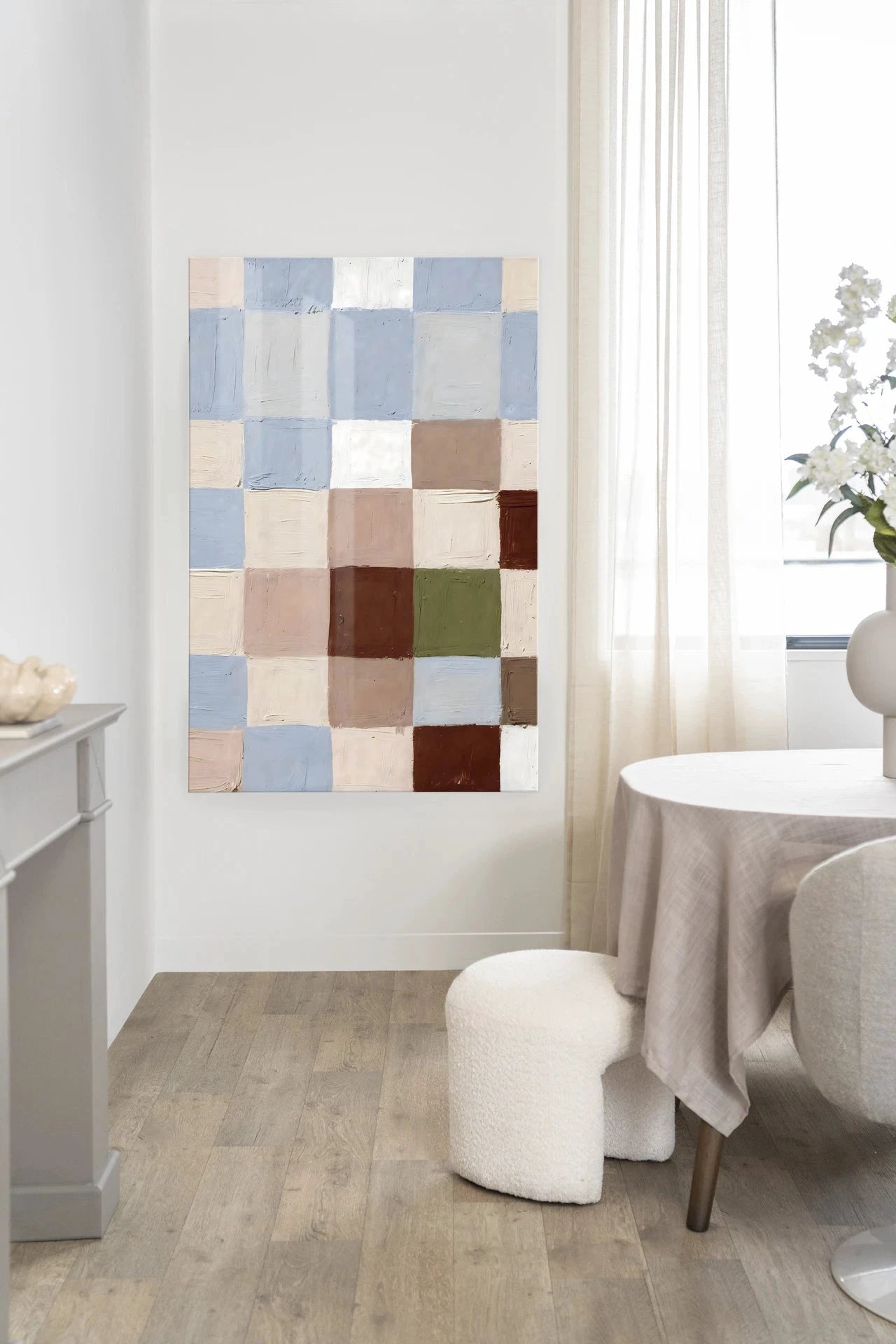 Blue Blocks - Moderne Wanddecoratie | Artprint, Glass Art, Wandkleed by Urban Cotton