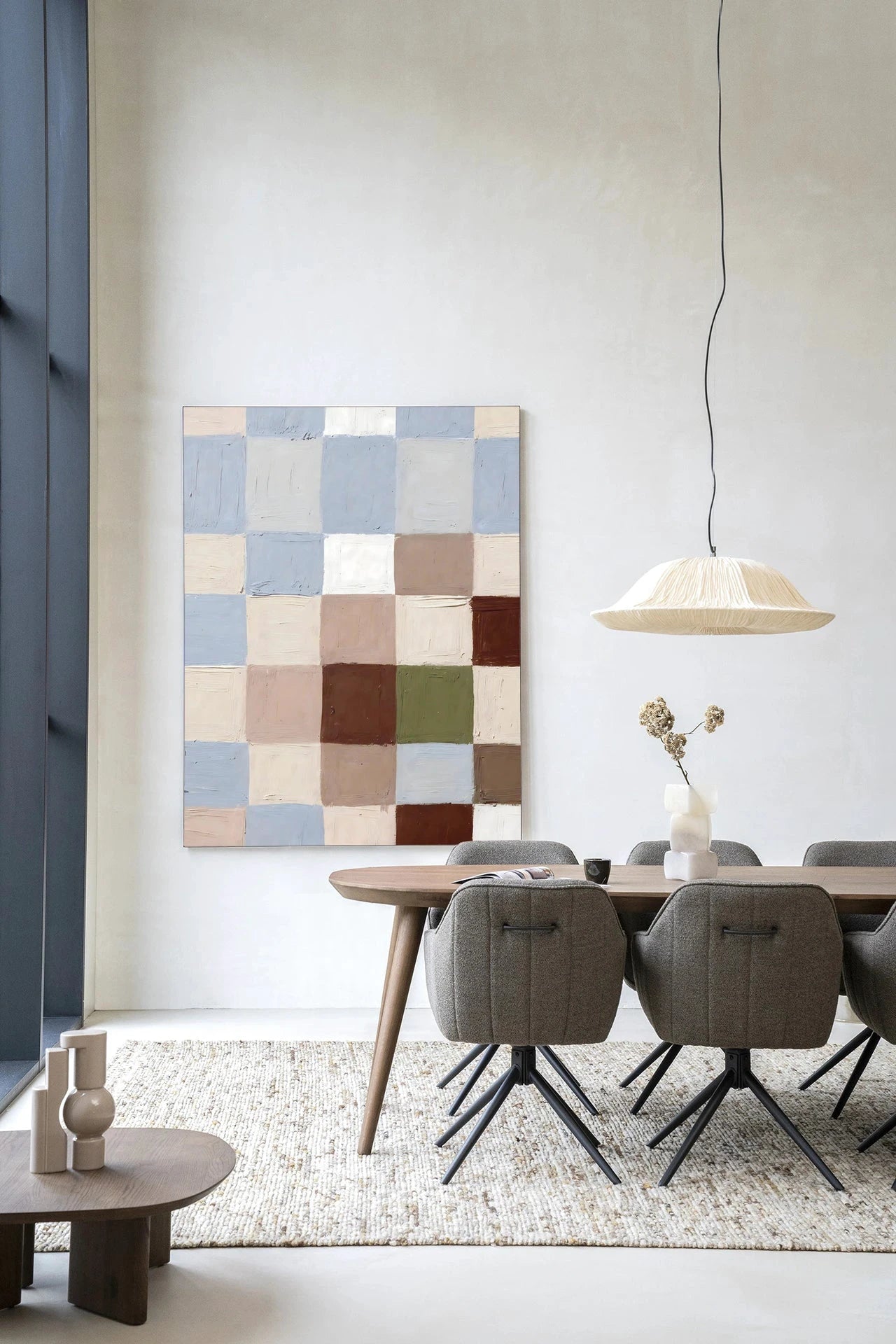 Blue Blocks - Moderne Wanddecoratie | Artprint, Glass Art, Wandkleed by Urban Cotton
