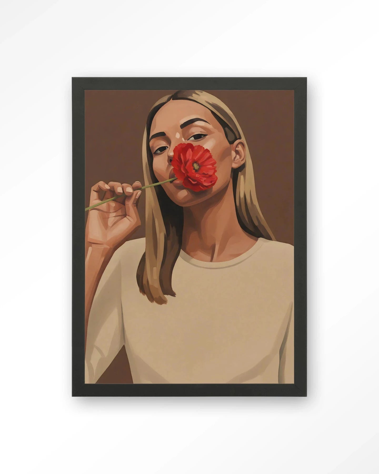 Red Poppy Girl - Moderne Wanddecoratie | Artprint, Glass Art, Wandkleed by Urban Cotton