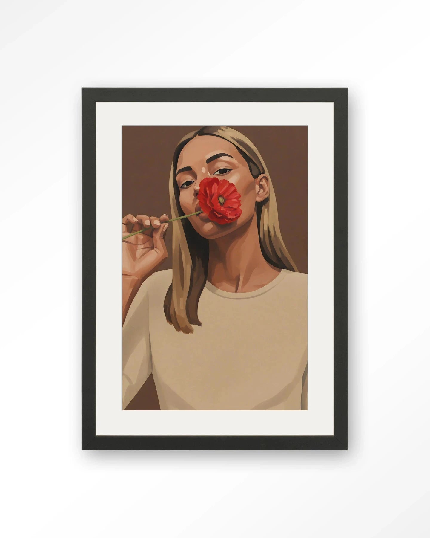 Red Poppy Girl - Moderne Wanddecoratie | Artprint, Glass Art, Wandkleed by Urban Cotton