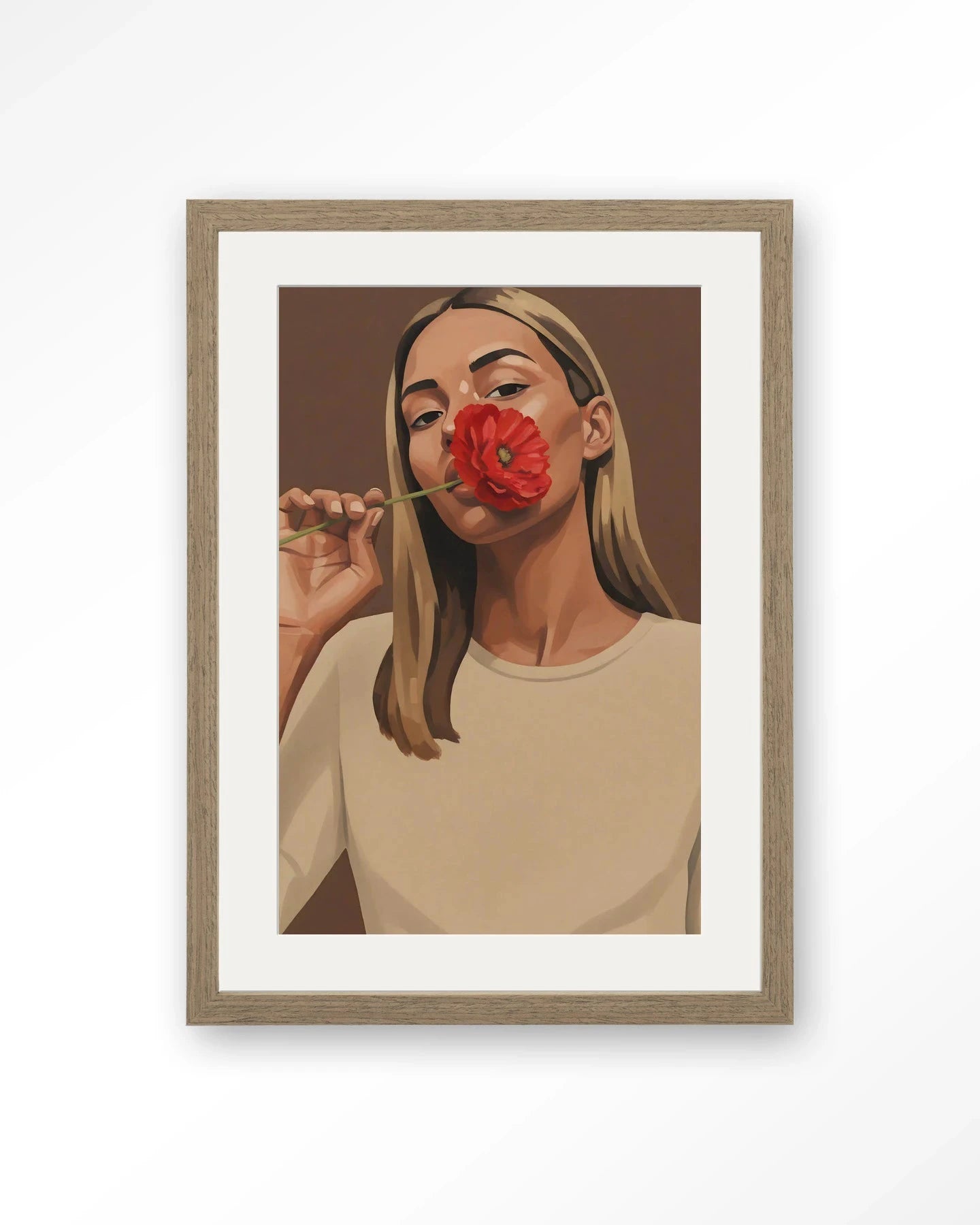 Red Poppy Girl - Moderne Wanddecoratie | Artprint, Glass Art, Wandkleed by Urban Cotton