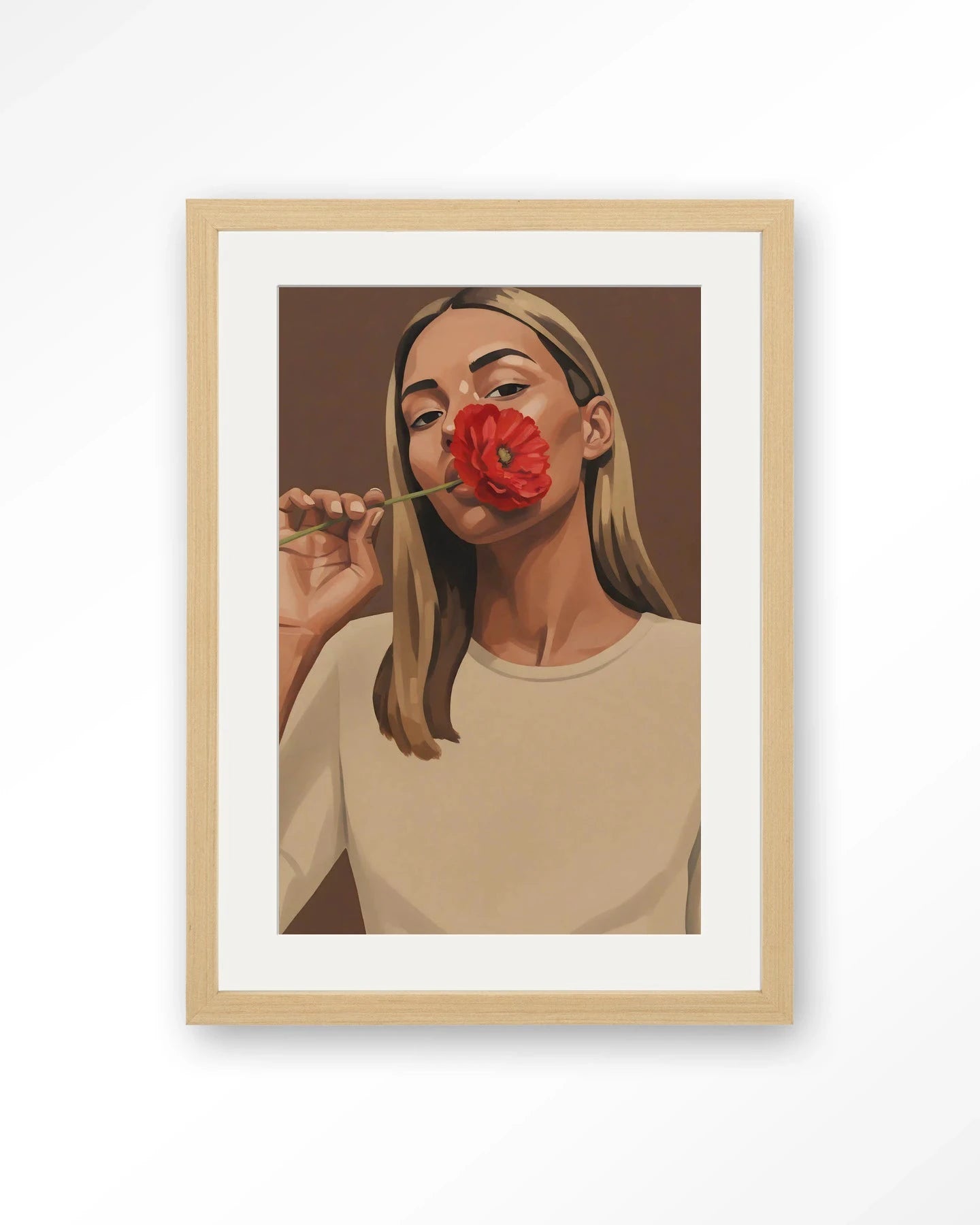 Red Poppy Girl - Moderne Wanddecoratie | Artprint, Glass Art, Wandkleed by Urban Cotton
