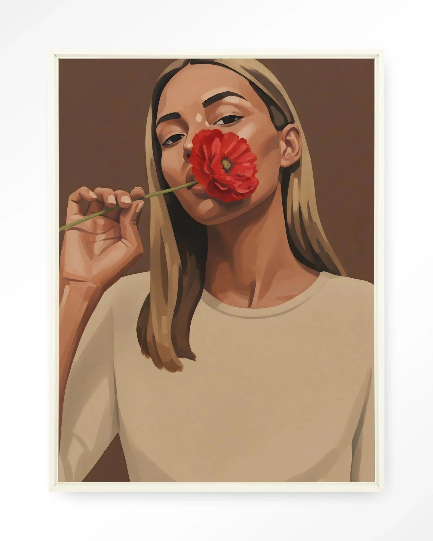 Red Poppy Girl - Moderne Wanddecoratie | Artprint, Glass Art, Wandkleed by Urban Cotton