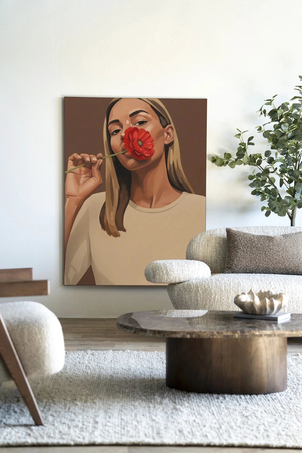 Red Poppy Girl - Moderne Wanddecoratie | Artprint, Glass Art, Wandkleed by Urban Cotton