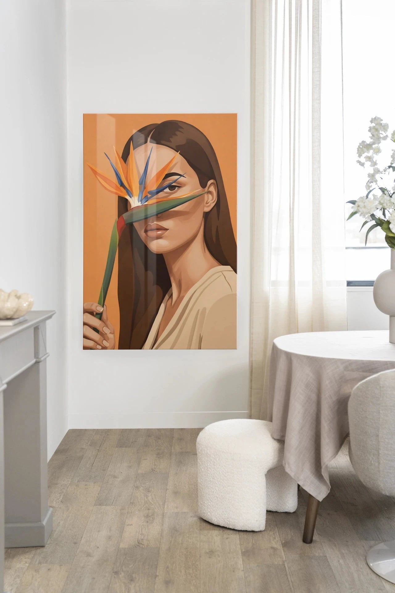 Girl Of Paradise - Moderne Wanddecoratie | Artprint, Glass Art, Wandkleed by Urban Cotton