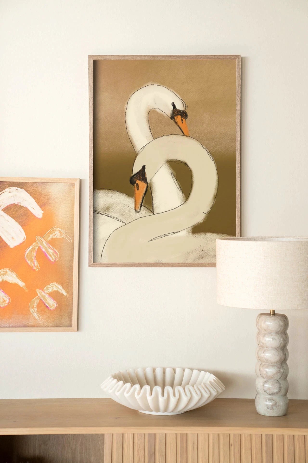 Swan Lake Green - Moderne Wanddecoratie | Artprint, Glass Art, Wandkleed by Urban Cotton