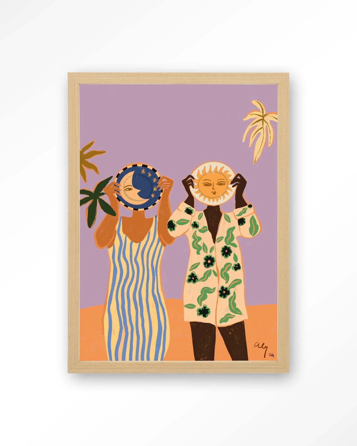 Sun & Moon - Moderne Wanddecoratie | Artprint, Glass Art, Wandkleed by Urban Cotton