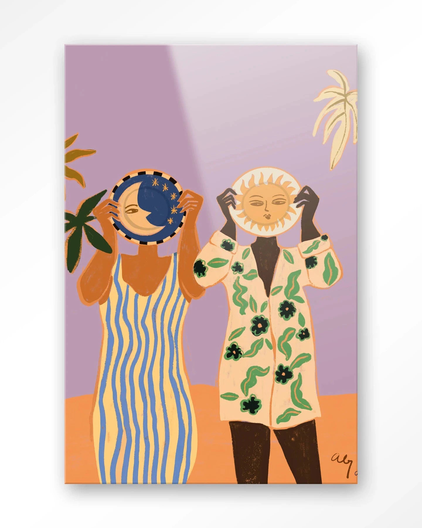 Sun & Moon - Moderne Wanddecoratie | Artprint, Glass Art, Wandkleed by Urban Cotton