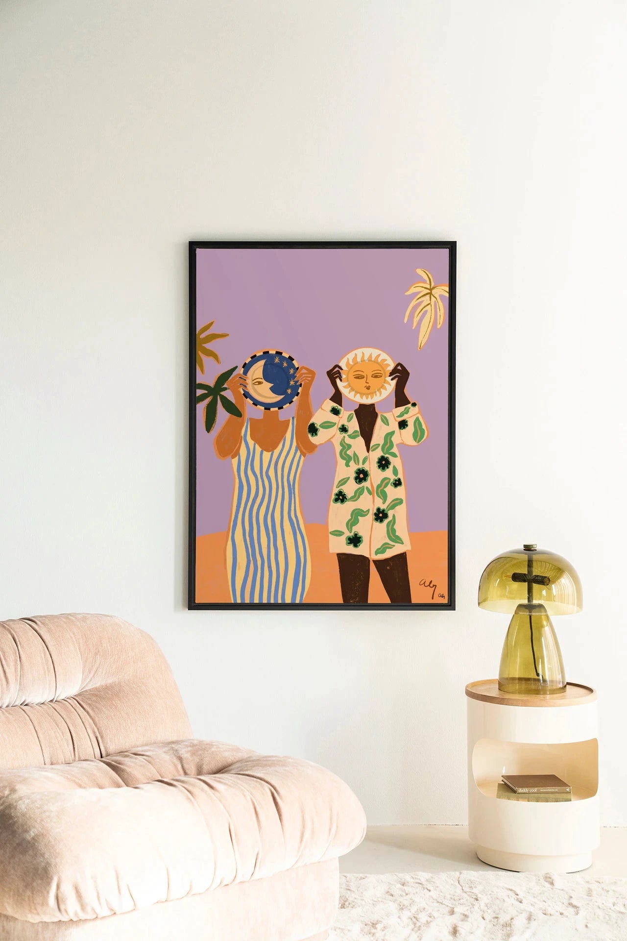 Sun & Moon - Moderne Wanddecoratie | Artprint, Glass Art, Wandkleed by Urban Cotton
