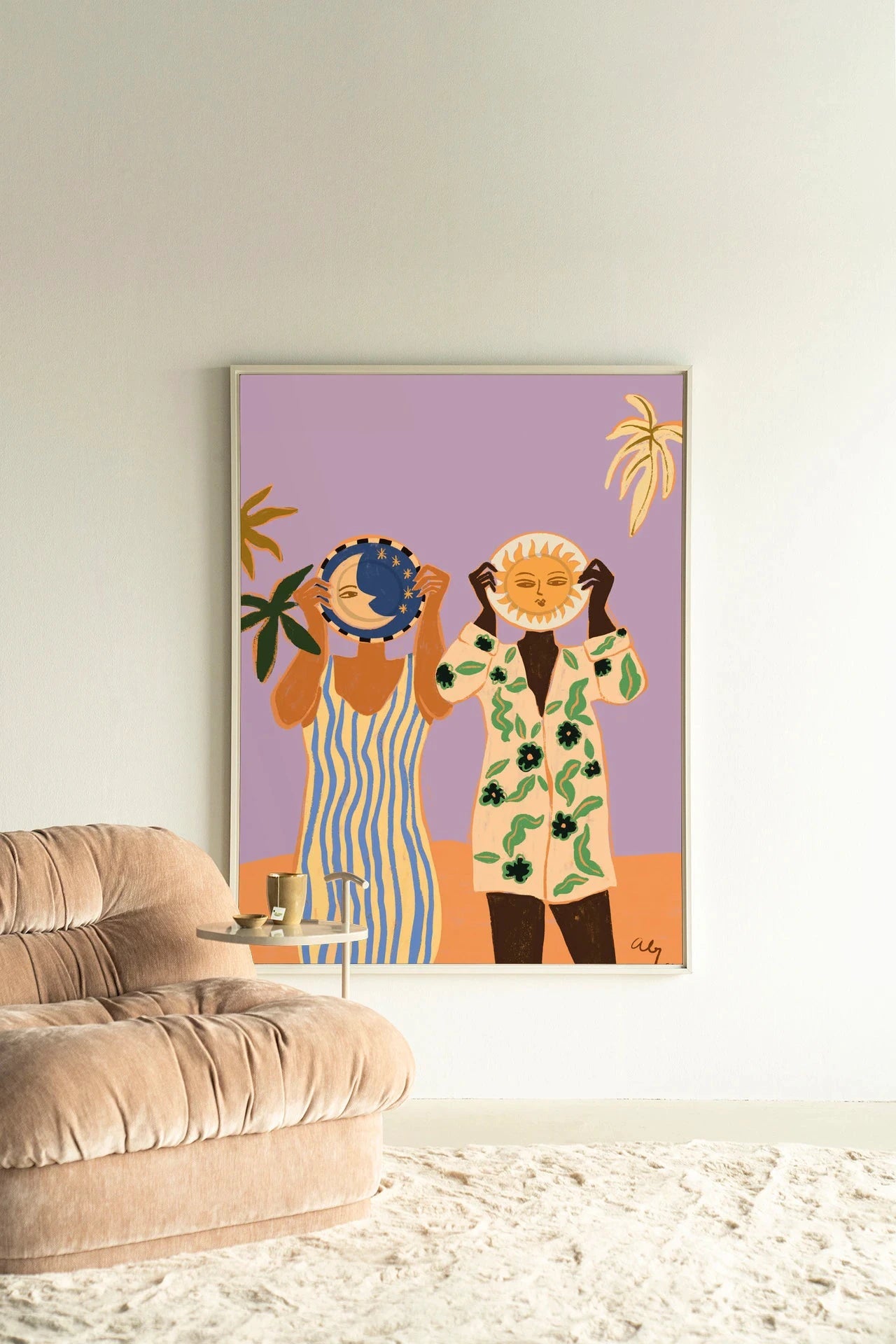 Sun & Moon - Moderne Wanddecoratie | Artprint, Glass Art, Wandkleed by Urban Cotton