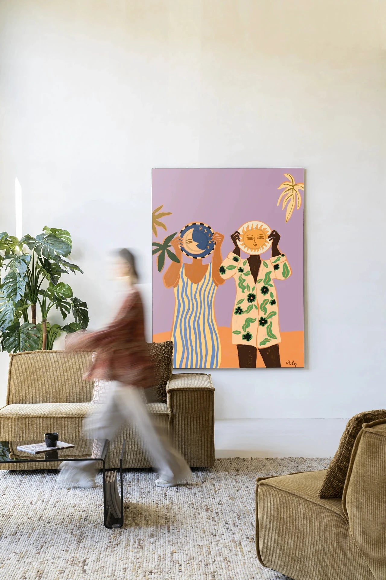 Sun & Moon - Moderne Wanddecoratie | Artprint, Glass Art, Wandkleed by Urban Cotton