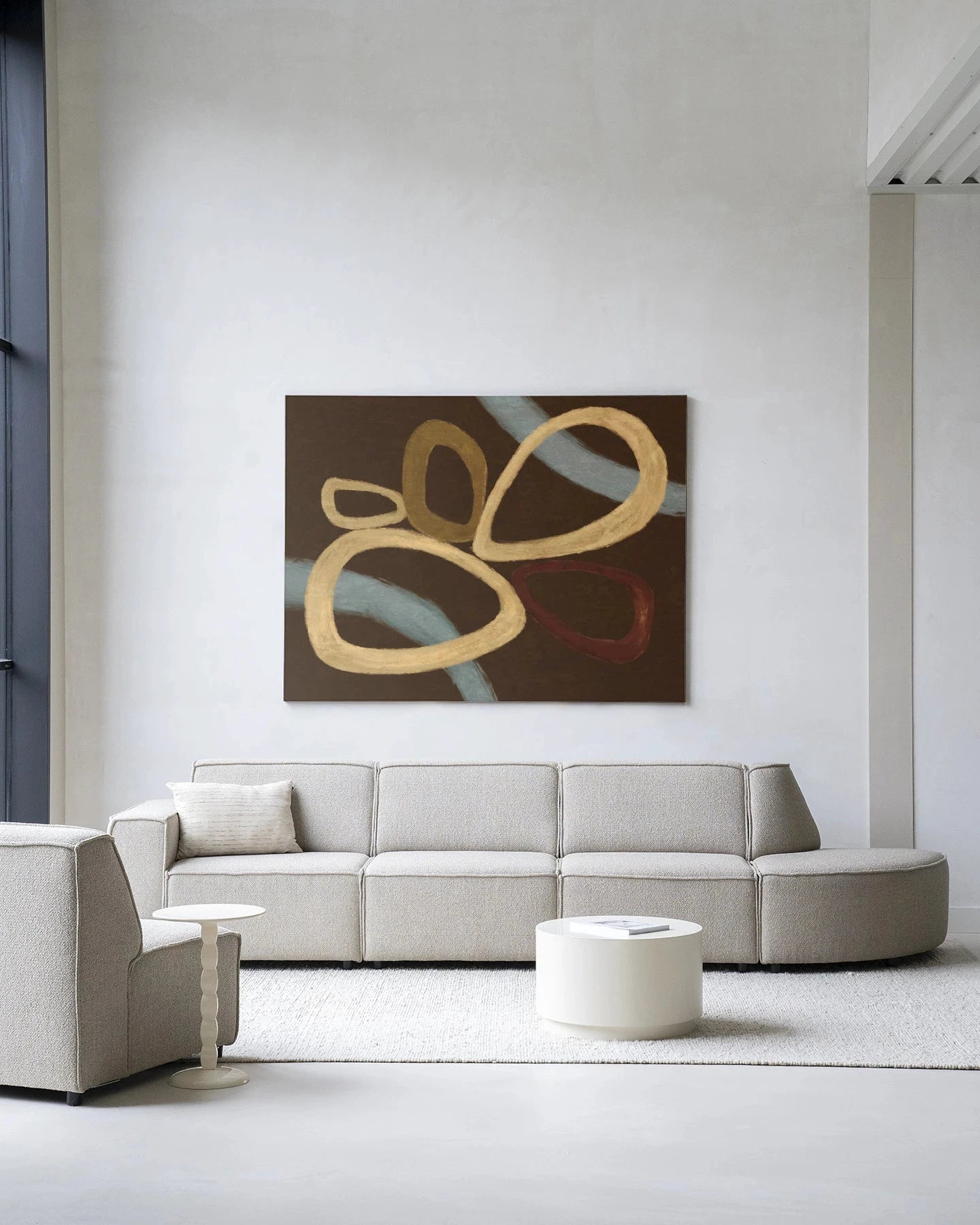 Ring Of Abstraction Brown - Moderne Wanddecoratie | Artprint, Glass Art, Wandkleed by Urban Cotton