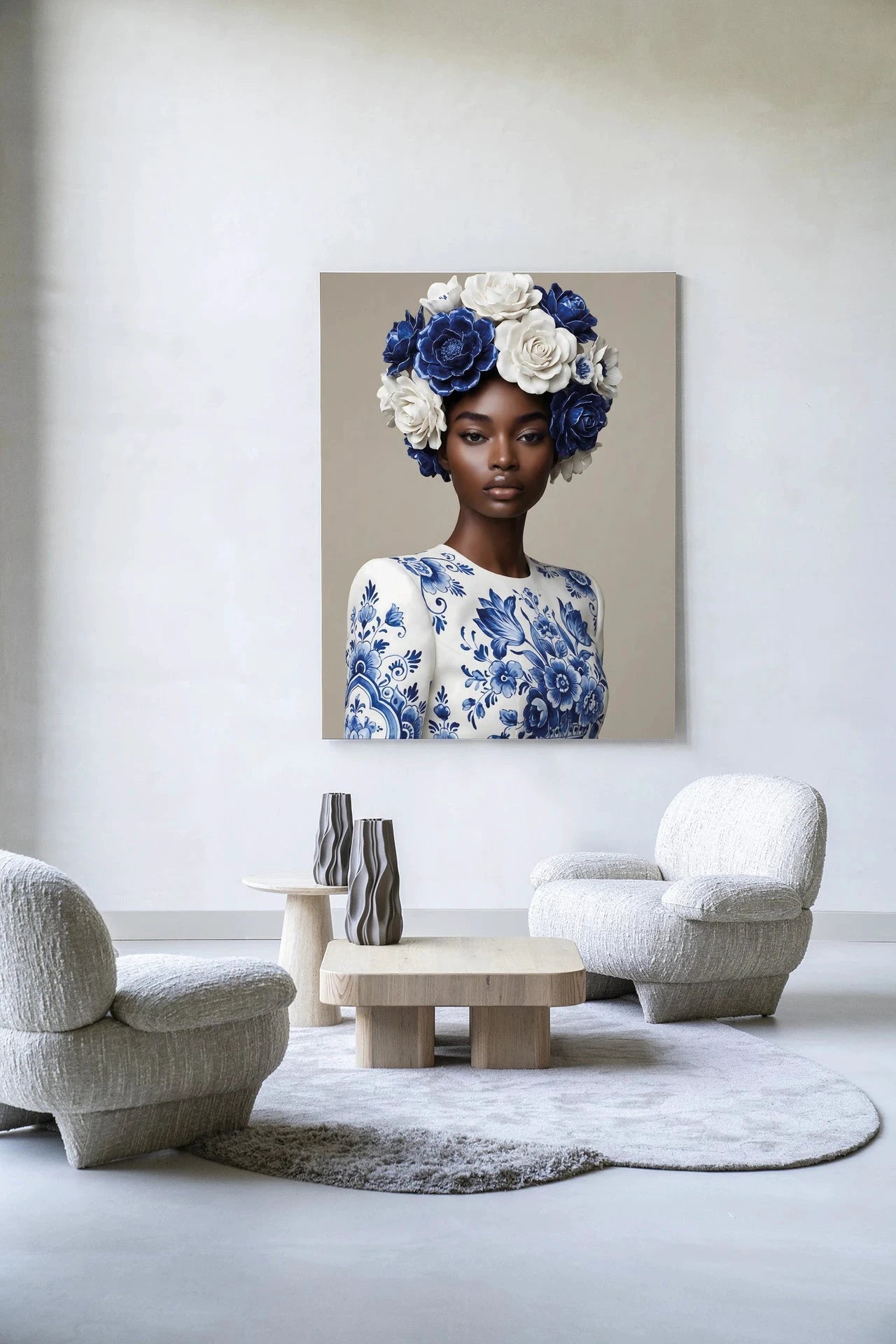 Blue Duchess - Moderne Wanddecoratie | Artprint, Glass Art, Wandkleed by Urban Cotton