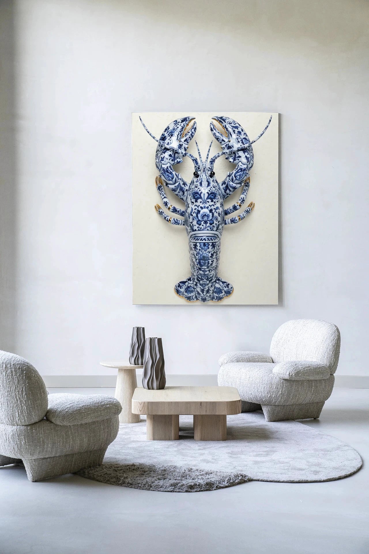 Blue Lobster - Moderne Wanddecoratie | Artprint, Glass Art, Wandkleed by Urban Cotton