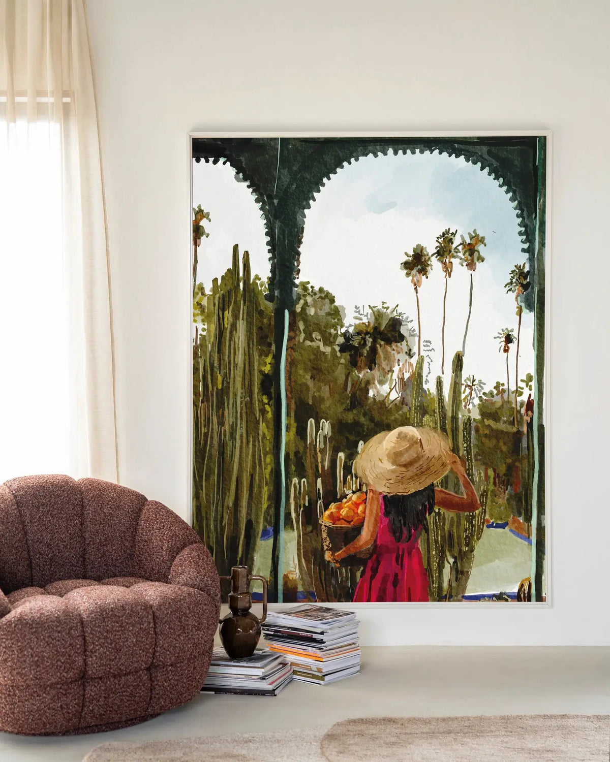 Lady With Oranges - Moderne Wanddecoratie | Artprint, Glass Art & Wandkleed by Urban Cotton