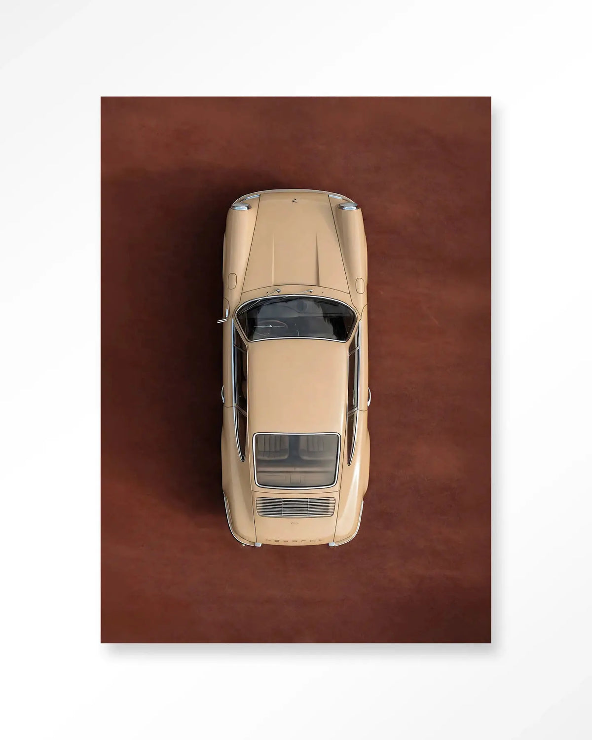 Topview Porsche Beige - Moderne Wanddecoratie | Artprint, Glass Art & Wandkleed by Urban Cotton