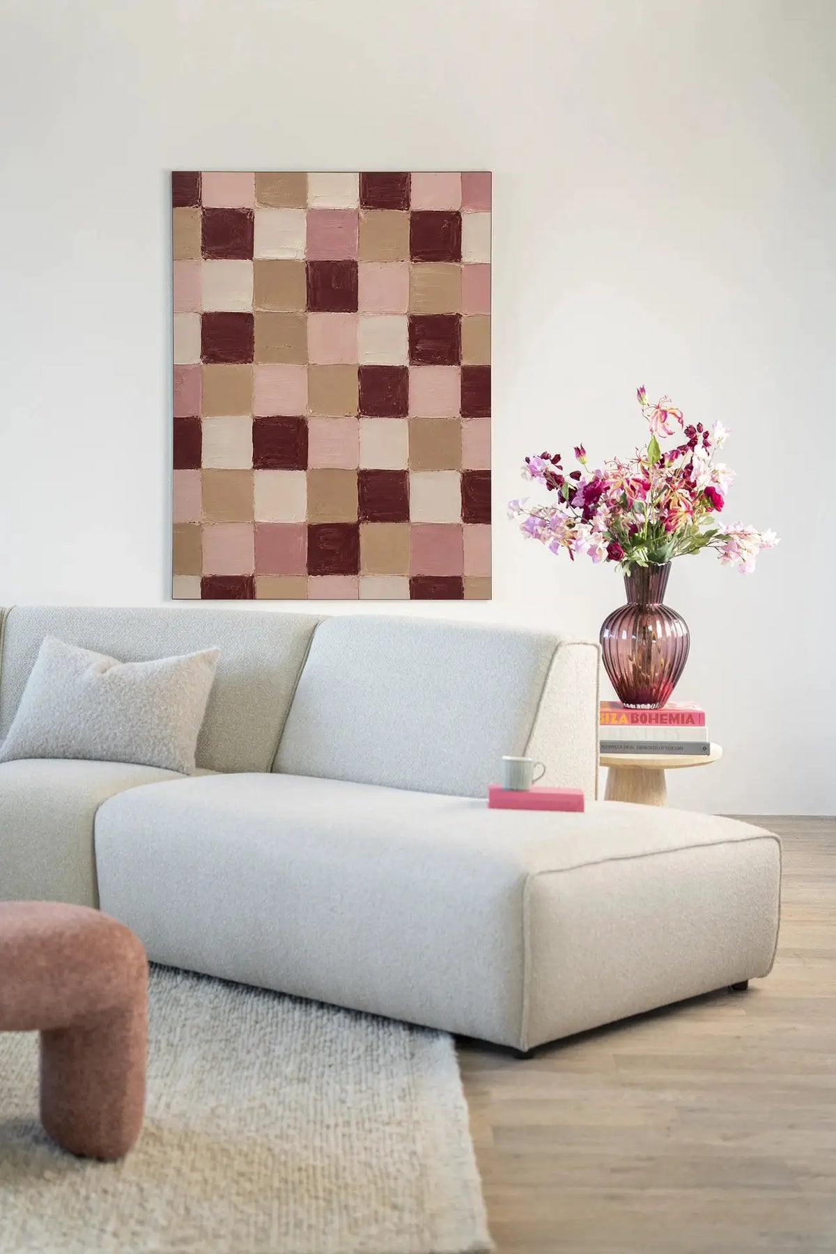 Pink Blocks - Moderne Wanddecoratie | Artprint, Glass Art & Wandkleed by Urban Cotton