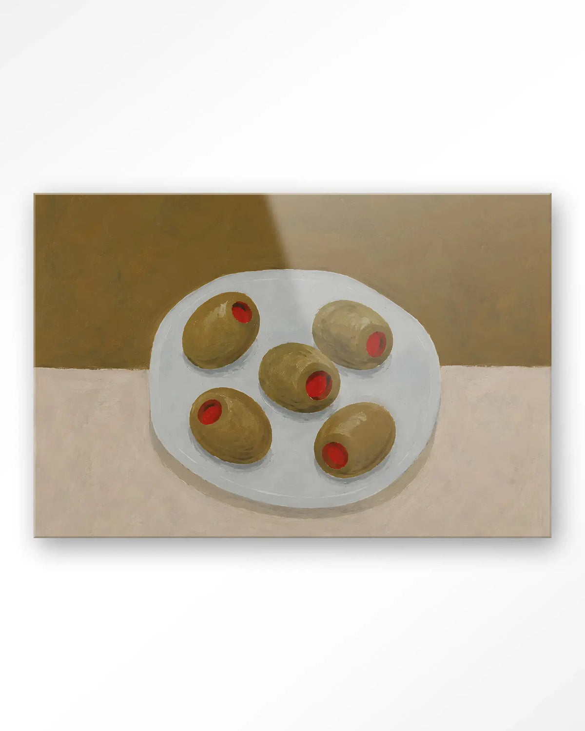 Olives On A Plate - Moderne Wanddecoratie | Artprint, Glass Art & Wandkleed by Urban Cotton