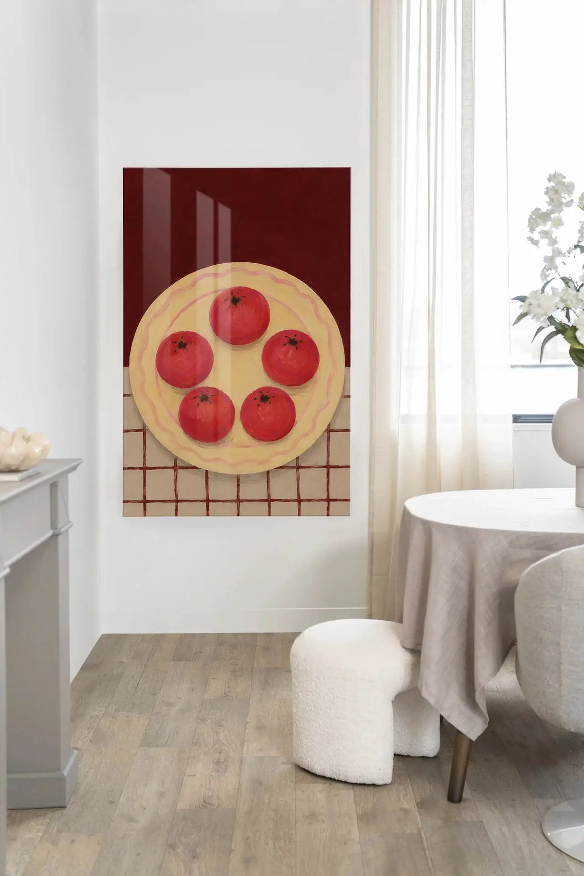 Tomatos On A Plate - Moderne Wanddecoratie | Artprint, Glass Art & Wandkleed by Urban Cotton