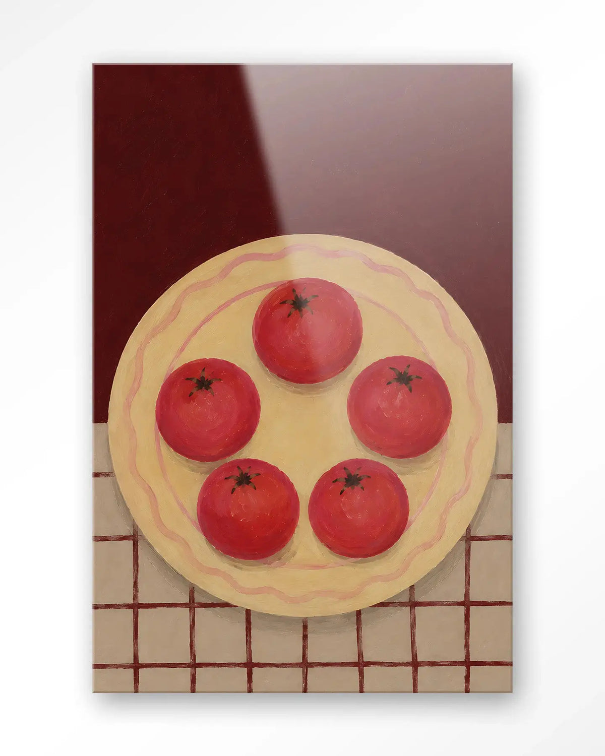 Tomatos On A Plate - Moderne Wanddecoratie | Artprint, Glass Art & Wandkleed by Urban Cotton