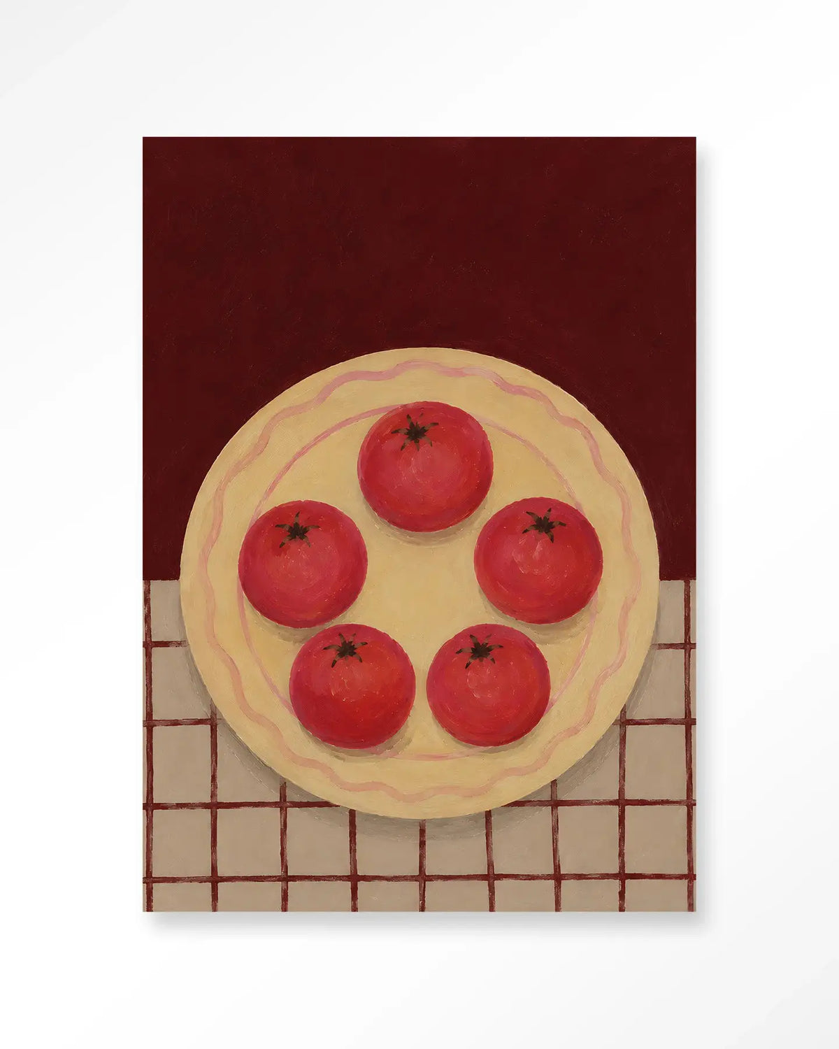 Tomatos On A Plate - Moderne Wanddecoratie | Artprint, Glass Art & Wandkleed by Urban Cotton