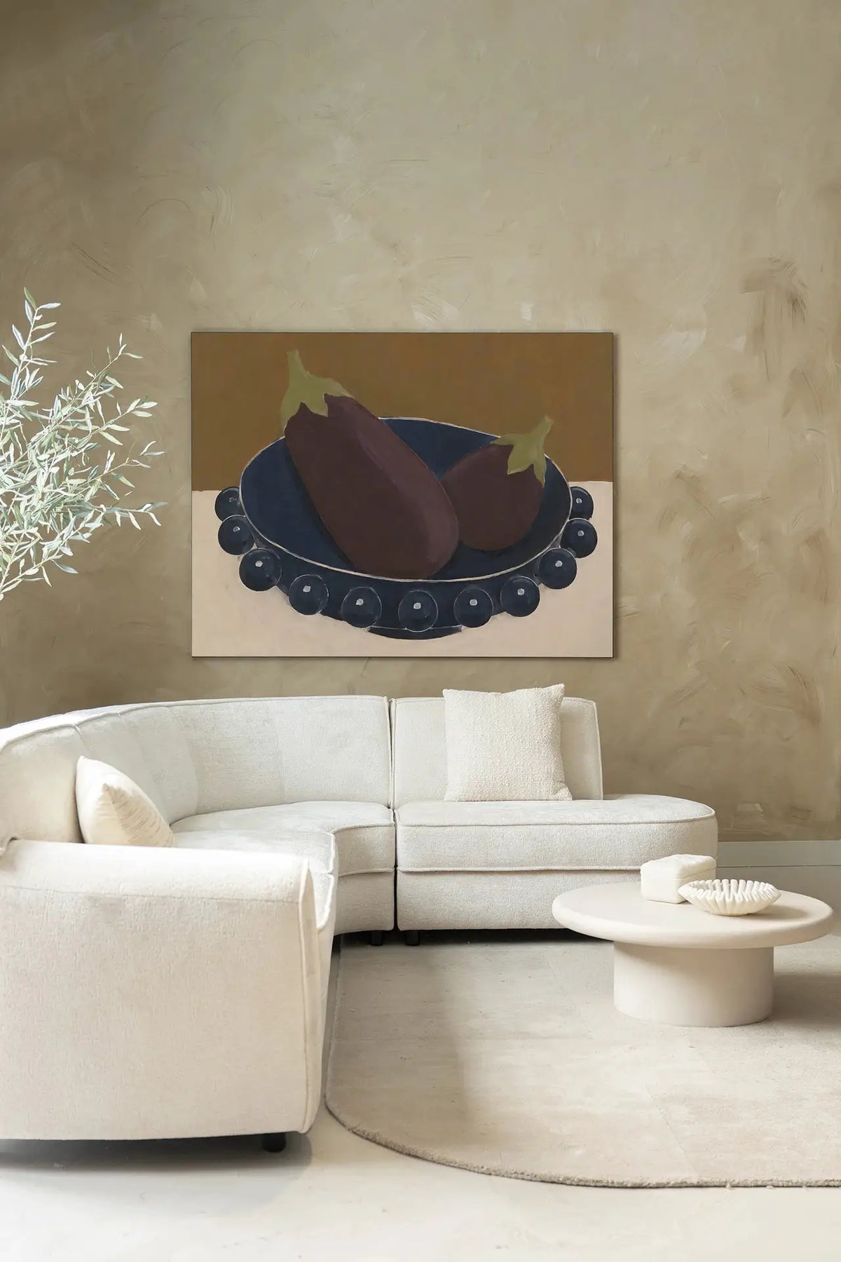 Eggplant Bowl - Moderne Wanddecoratie | Artprint, Glass Art & Wandkleed by Urban Cotton